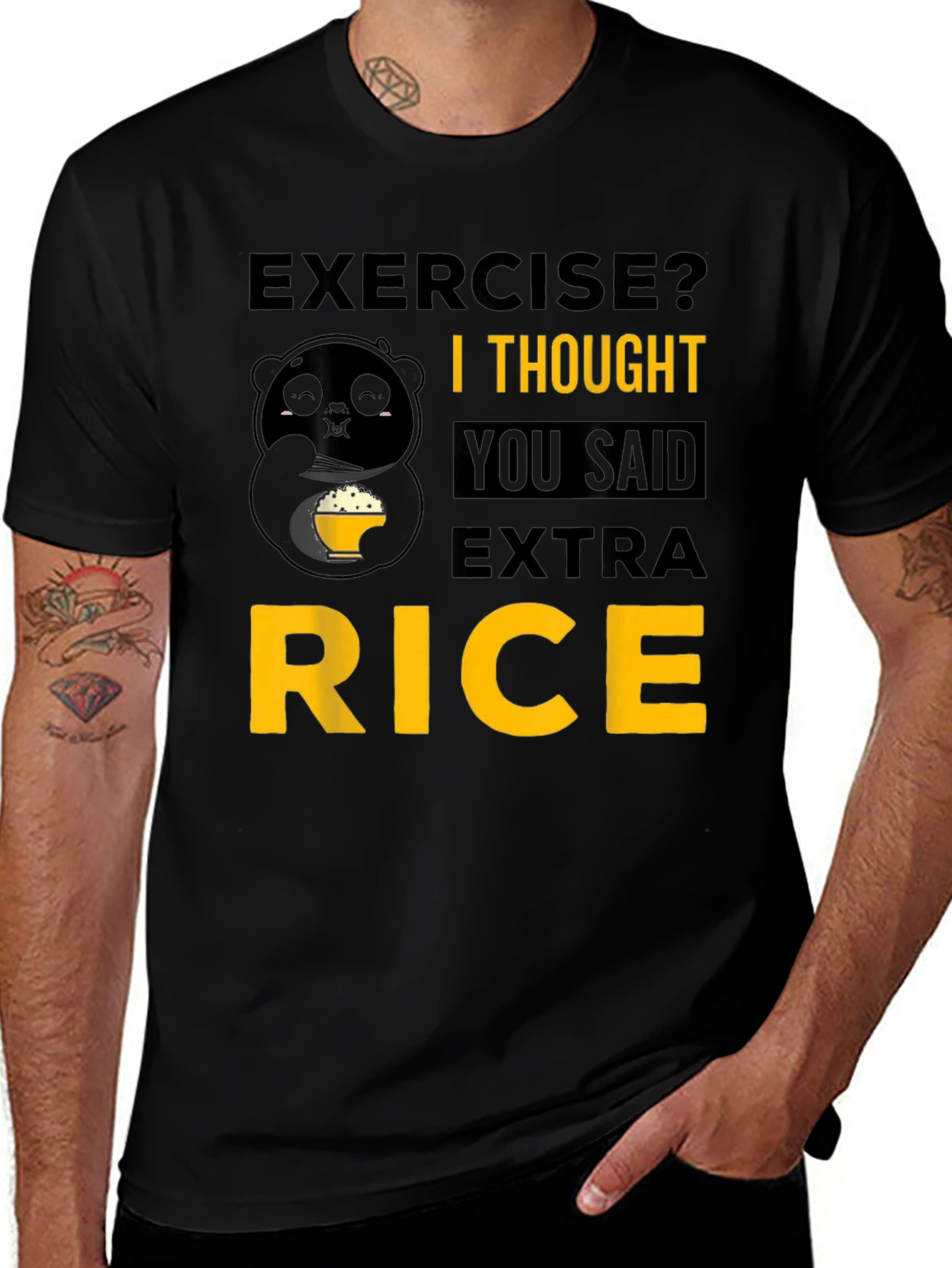 Exercise? Extra Rice Funny Panda T-Shirt