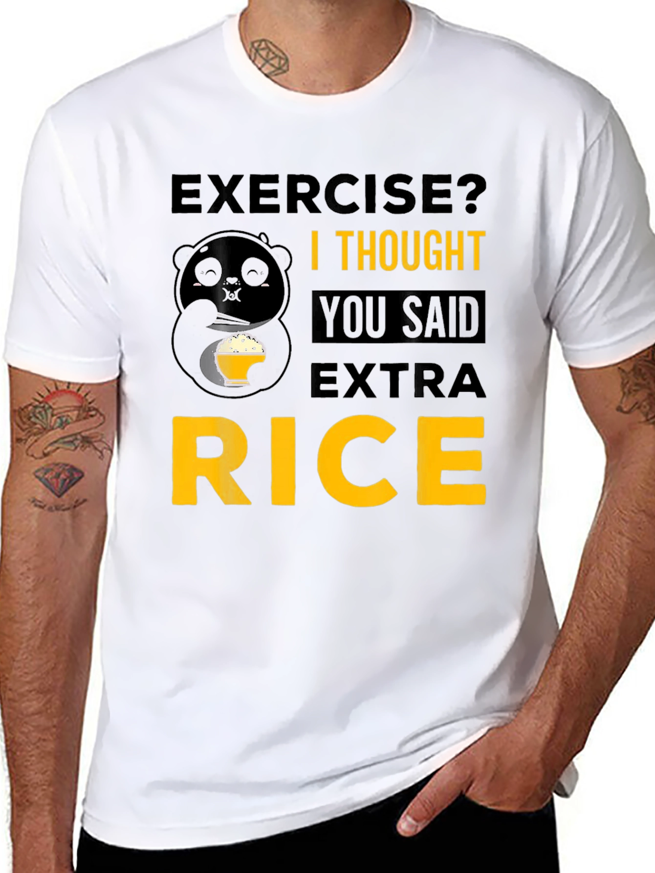 Exercise? Extra Rice Funny Panda T-Shirt