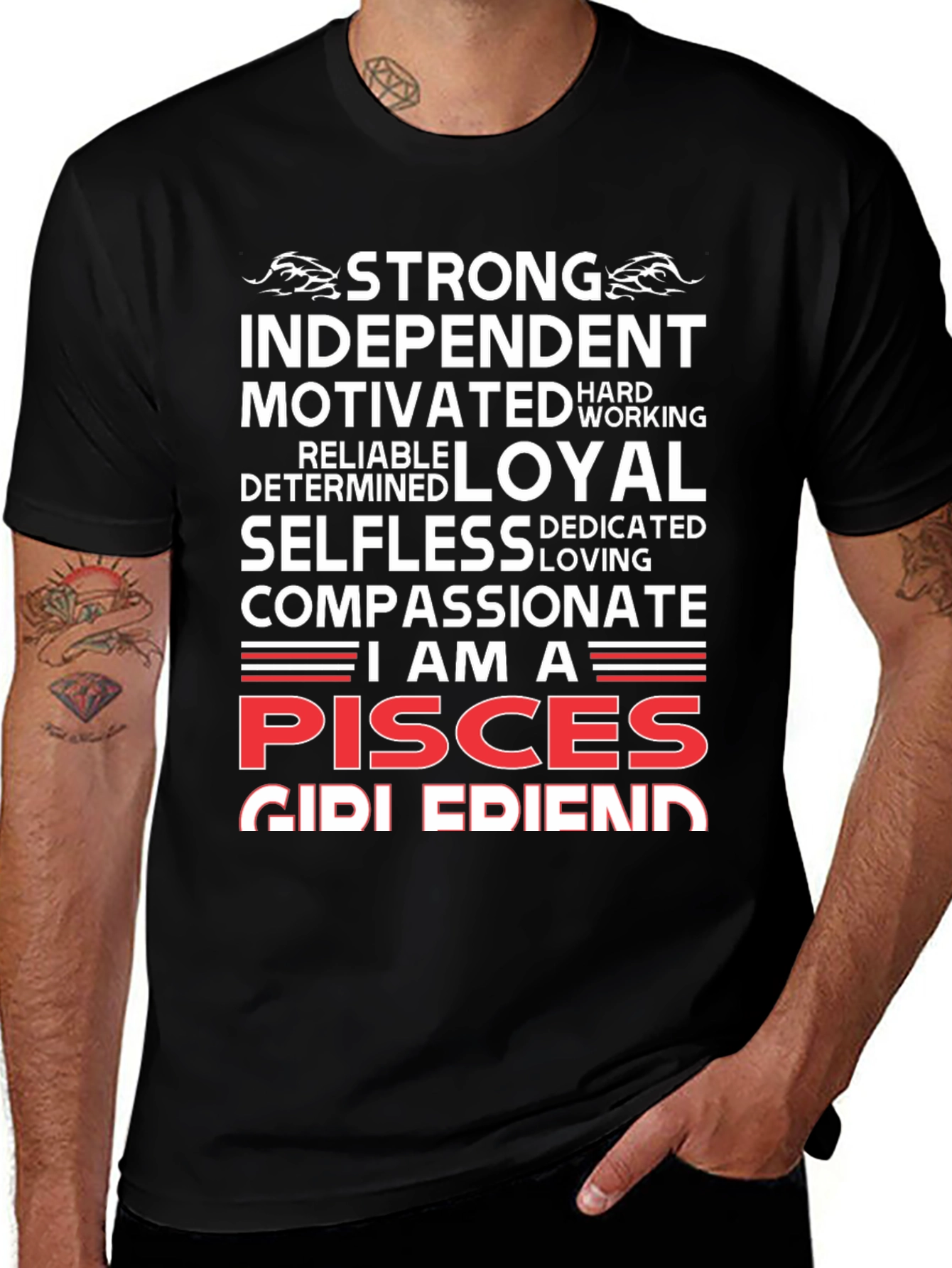 Pisces Zodiac Sign T-Shirt - Strong Loyal Compassionate