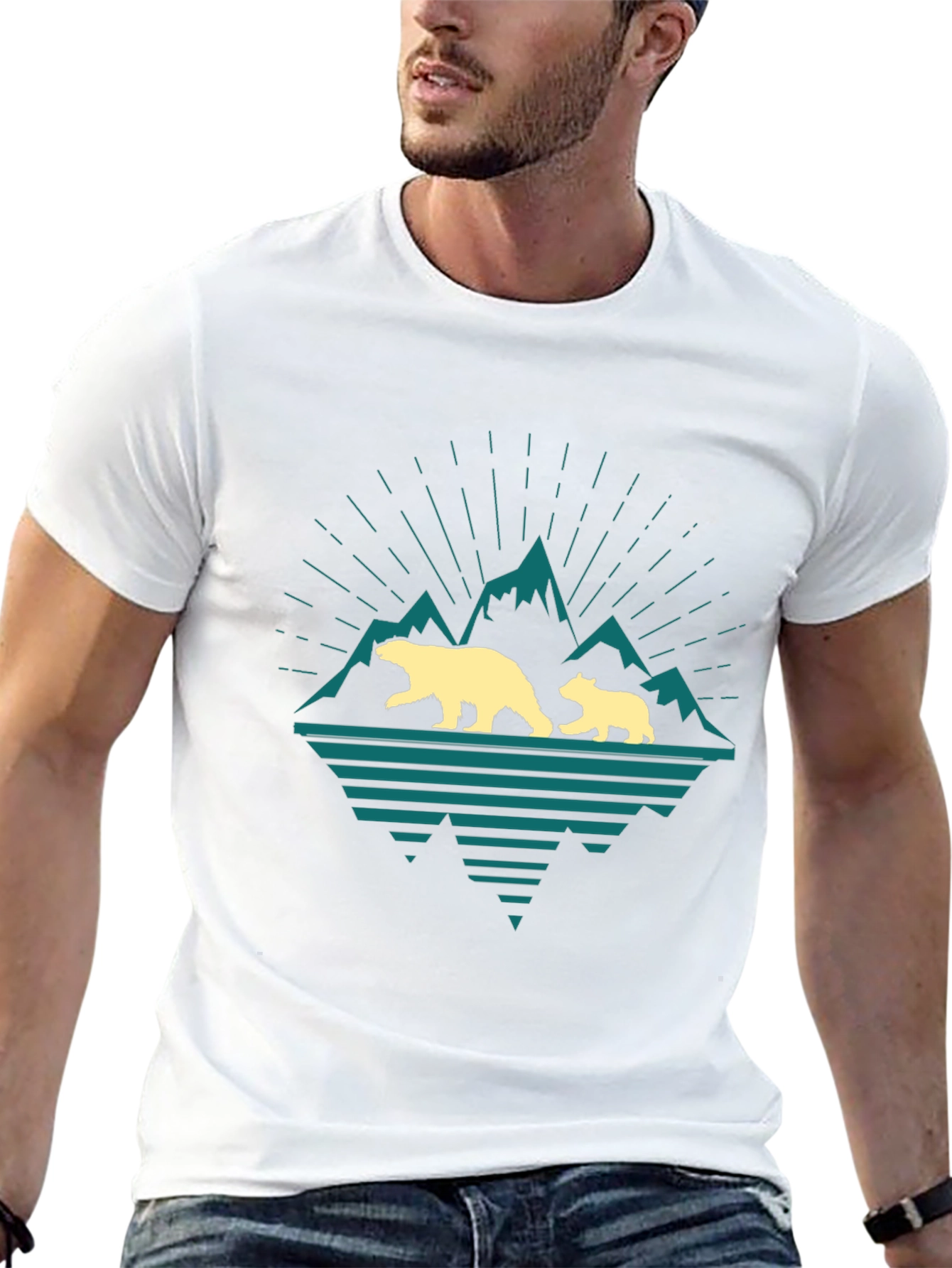 Bear Family Mountain Graphic T-Shirt