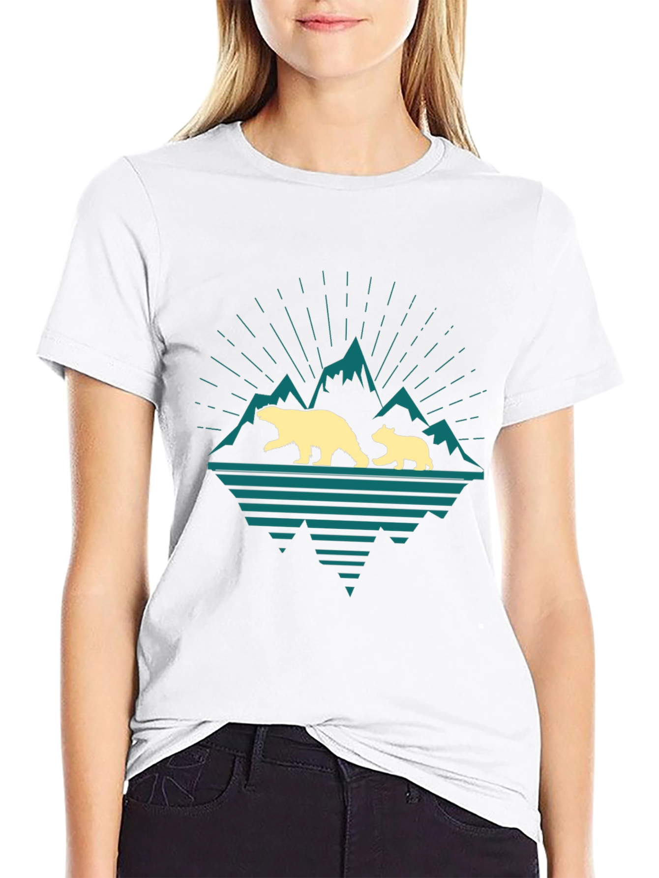 Bear Family Mountain Graphic T-Shirt