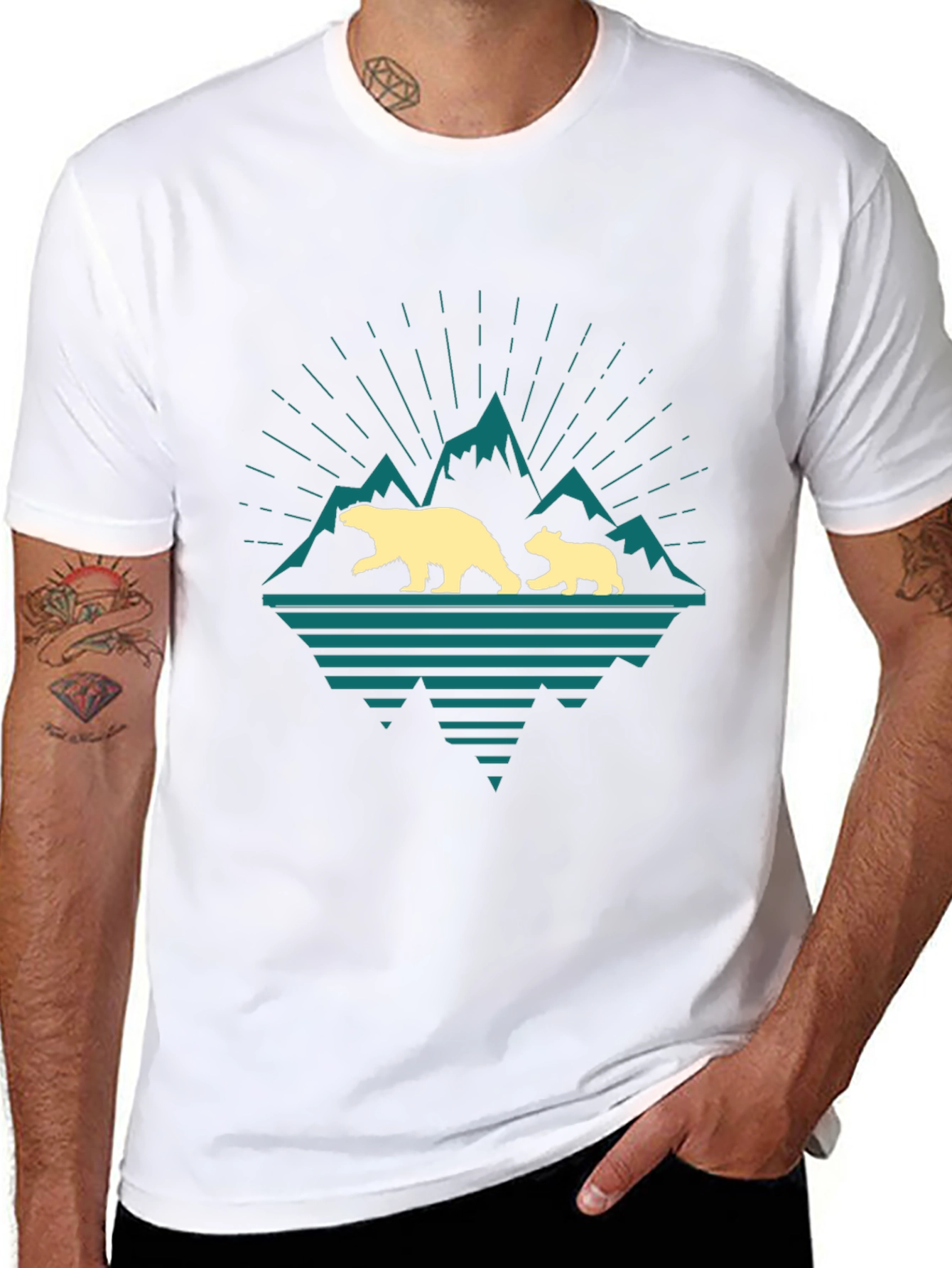 Bear Family Mountain Graphic T-Shirt