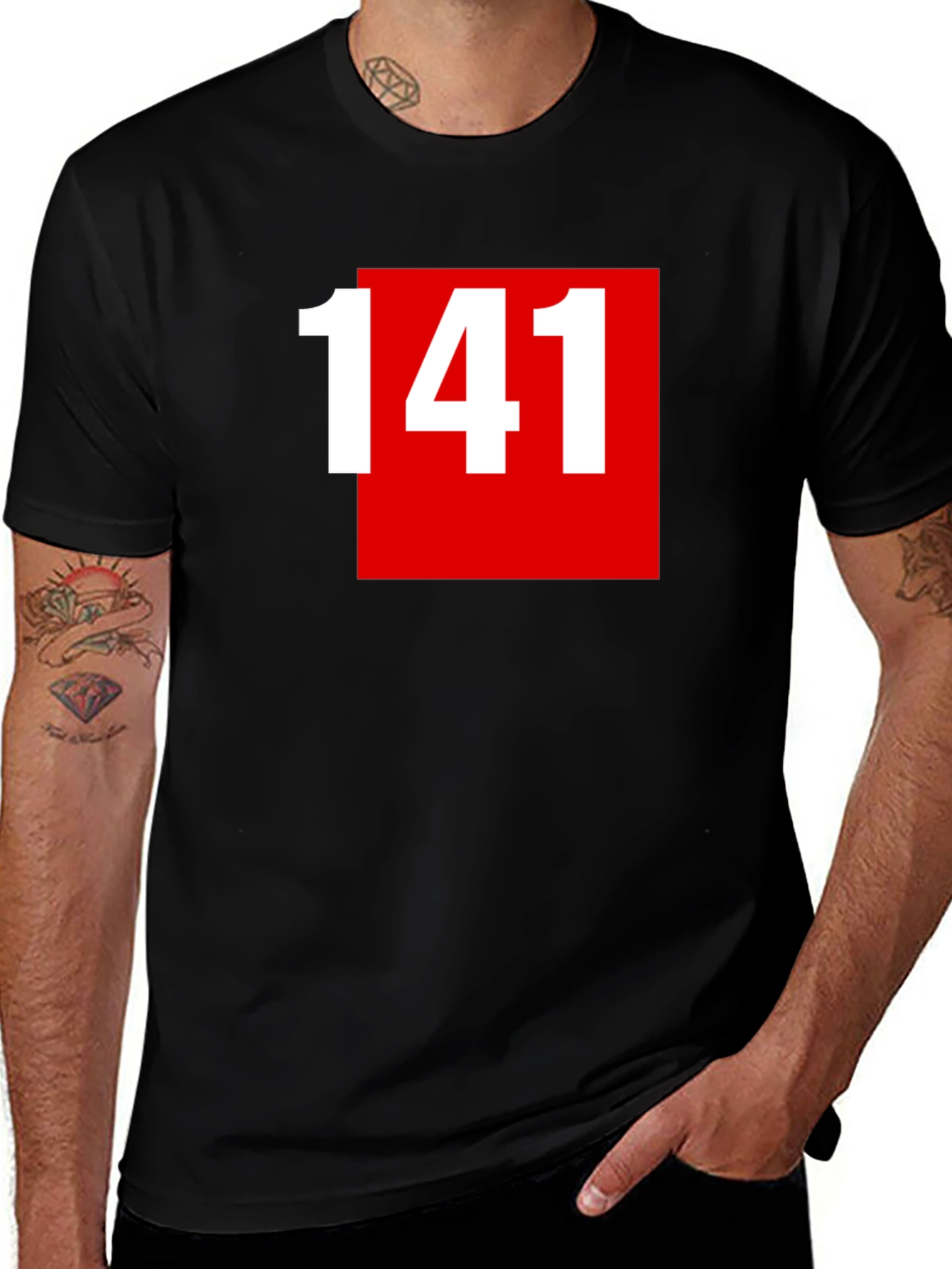 141 Graphic Tee - Bold Red Square