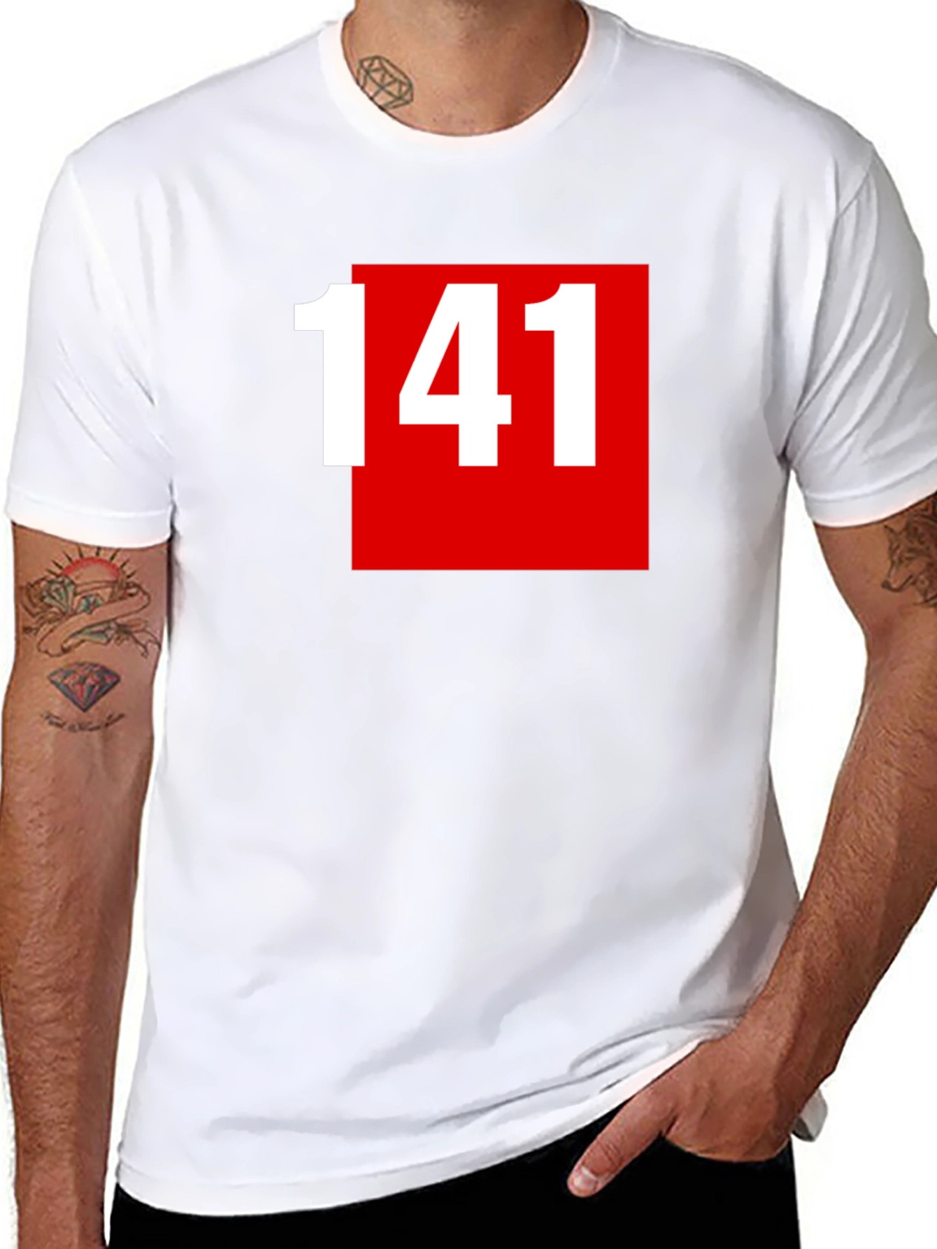 141 Graphic Tee - Bold Red Square