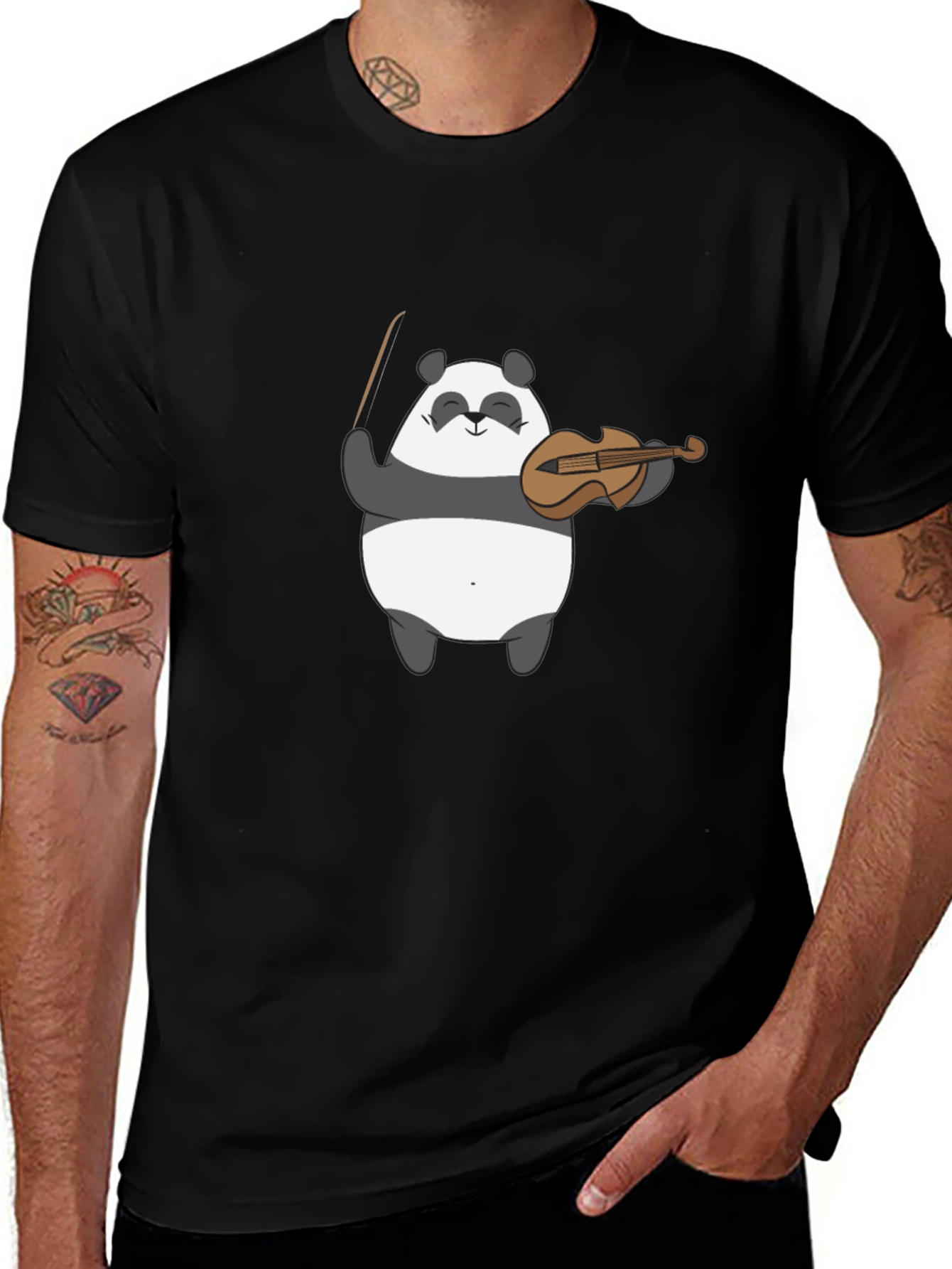 Panda Violinist Graphic Tee - Cute Musical T-Shirt