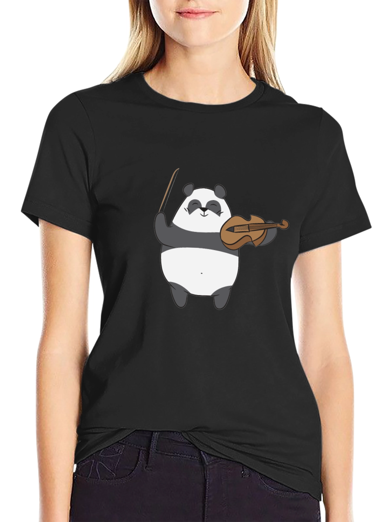 Panda Violinist Graphic Tee - Cute Musical T-Shirt