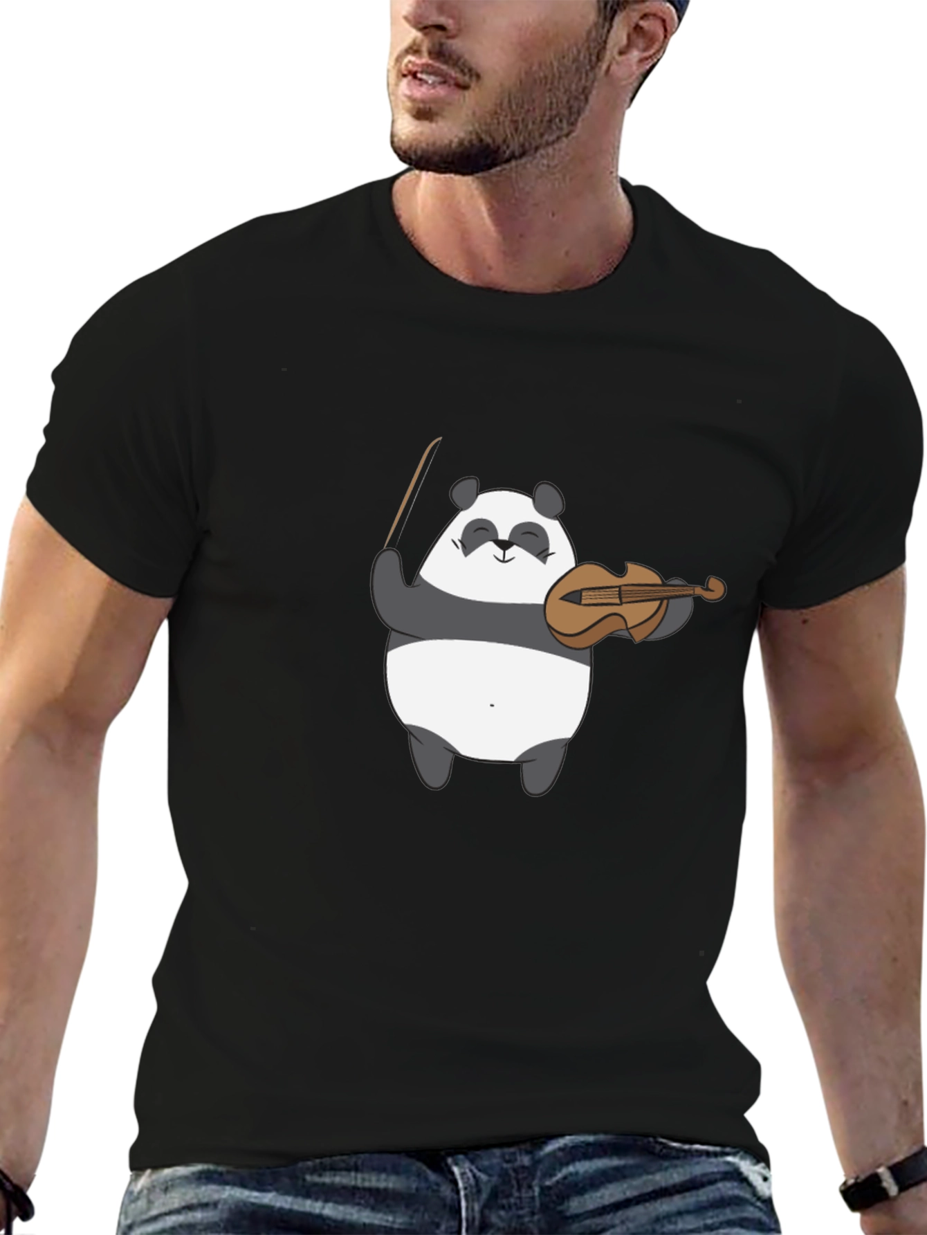 Panda Violinist Graphic Tee - Cute Musical T-Shirt