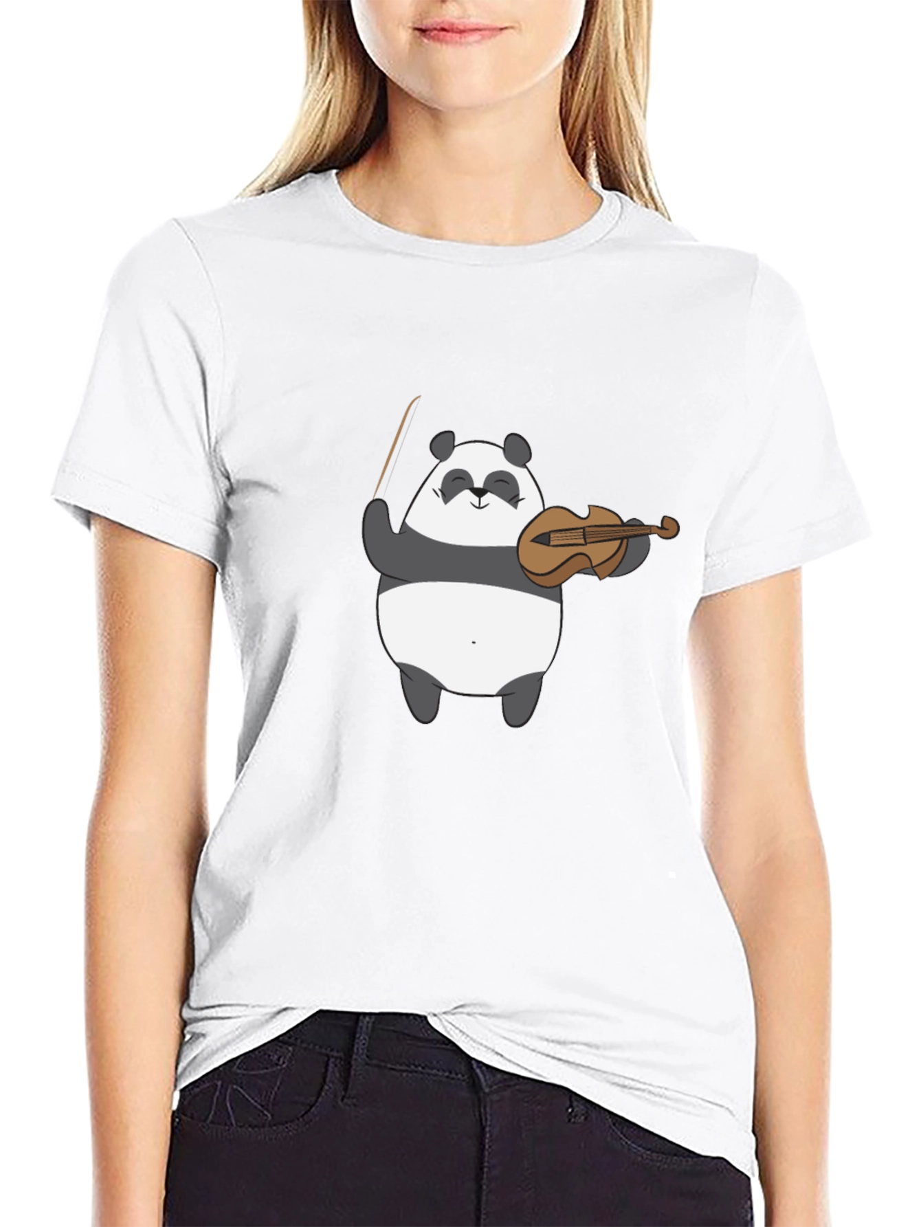 Panda Violinist Graphic Tee - Cute Musical T-Shirt