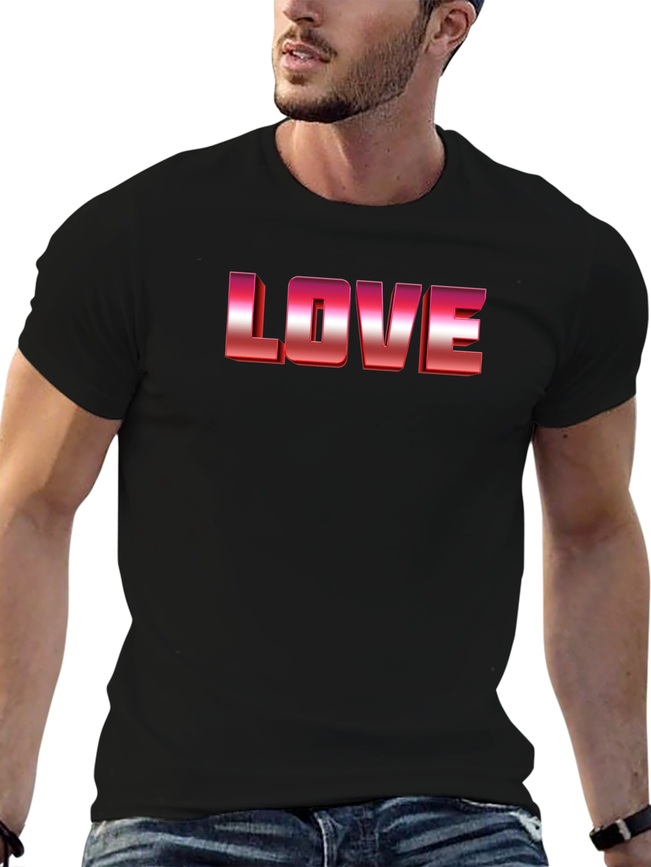 Love T-Shirt - Gradient Red Graphic Print