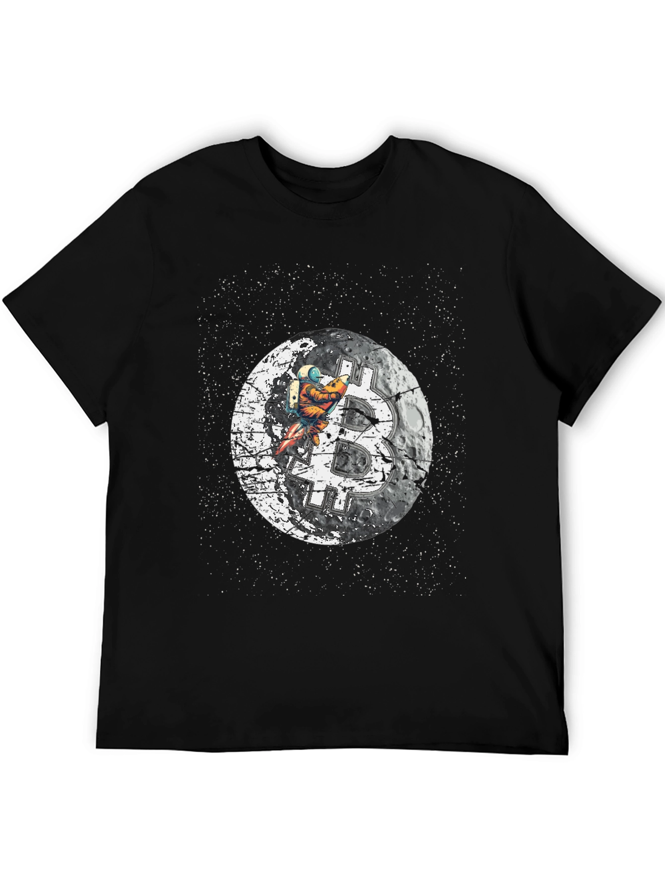 Bitcoin Moon Landing Black T-Shirt
