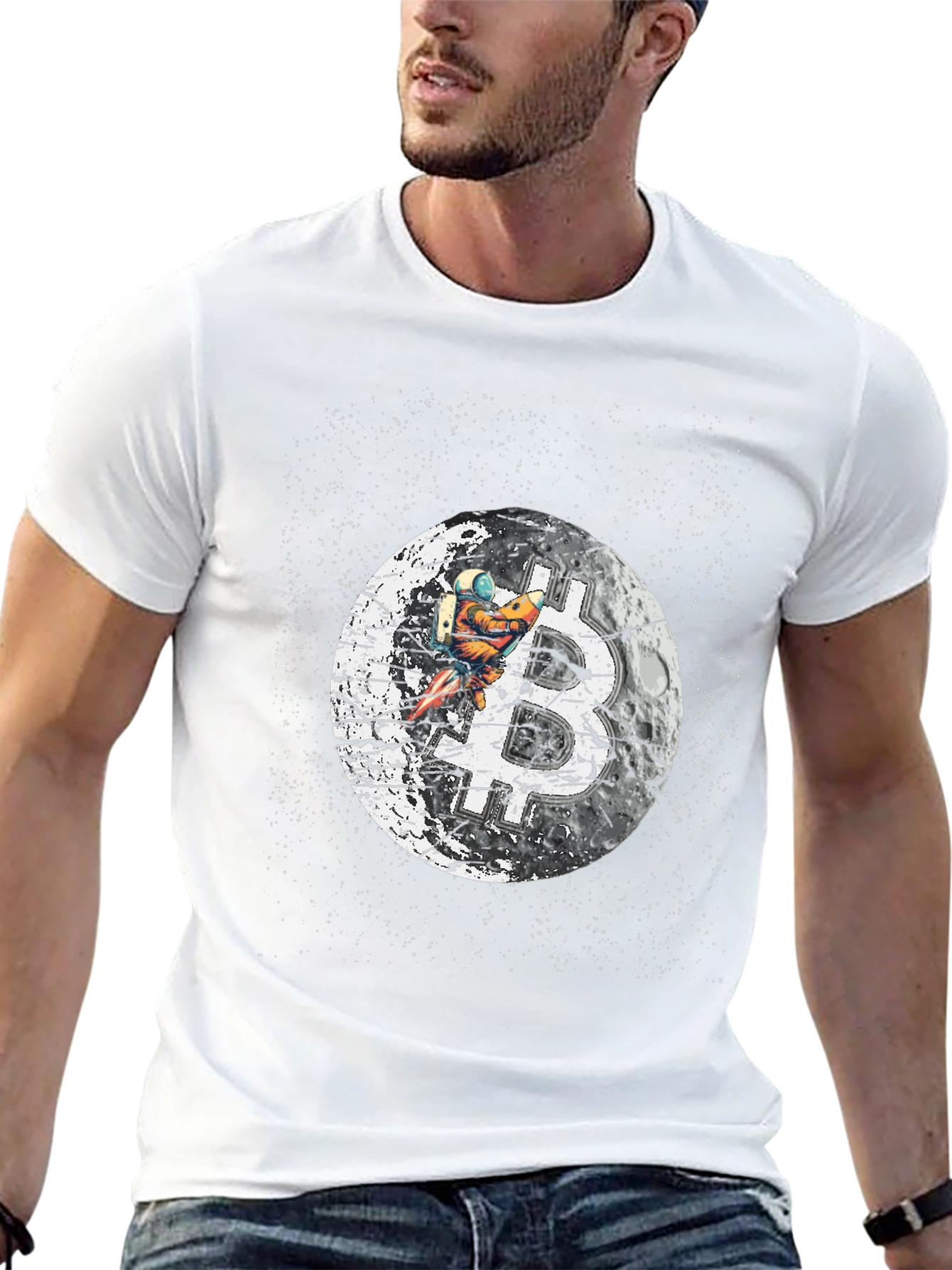 Bitcoin Moon Landing Black T-Shirt
