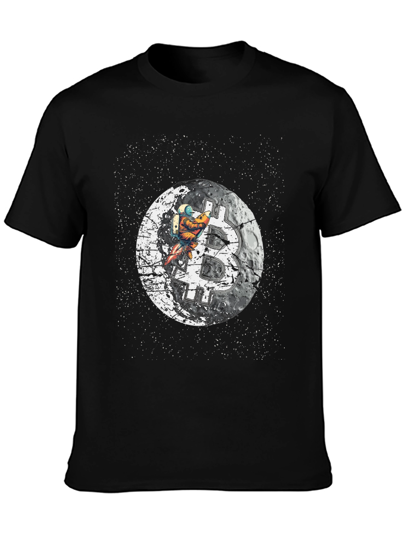 Bitcoin Moon Landing Black T-Shirt