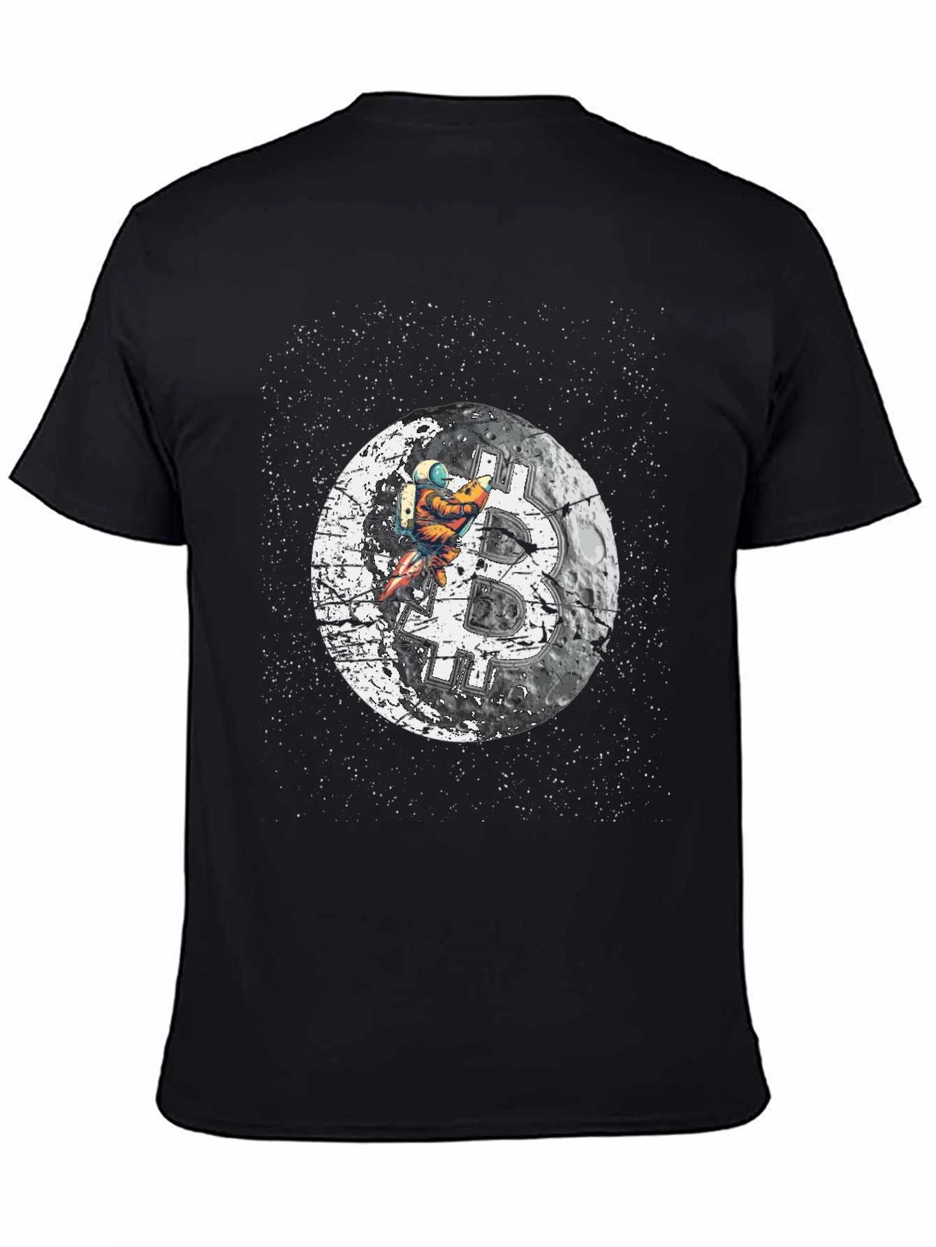 Bitcoin Moon Landing Black T-Shirt