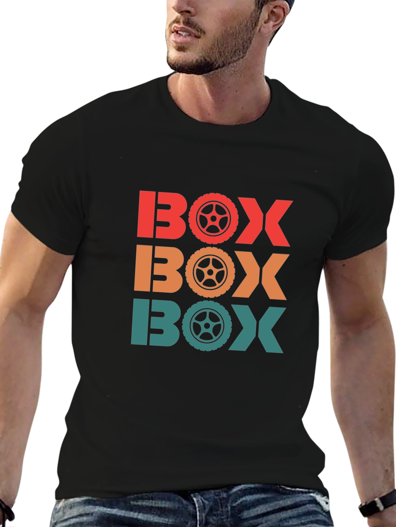 Mens BOX Racing Wheel T-Shirt - Black