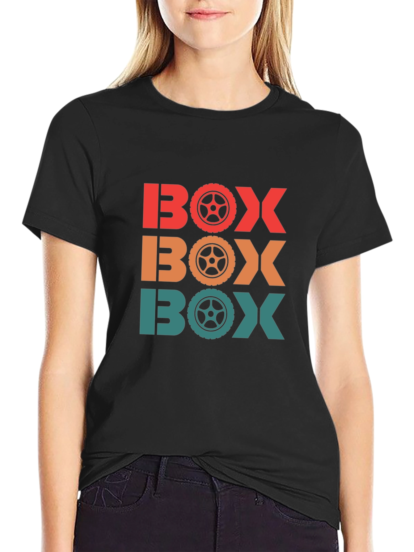 Mens BOX Racing Wheel T-Shirt - Black