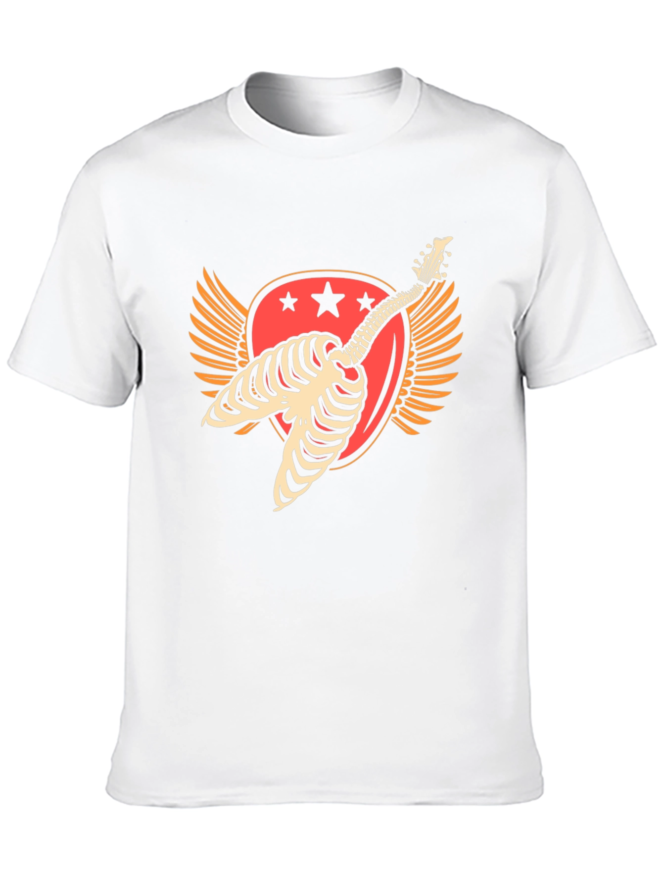 Skeleton Guitar Winged Graphic T-Shirt