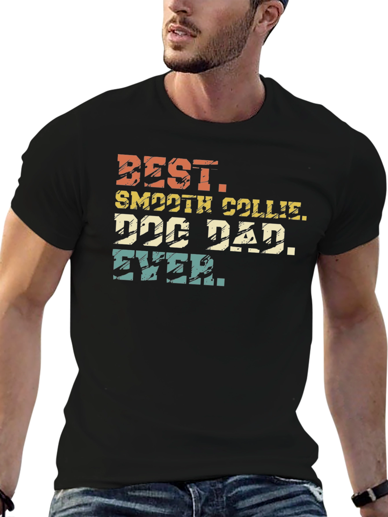 Best Smooth Collie Dog Dad Ever Black T-Shirt