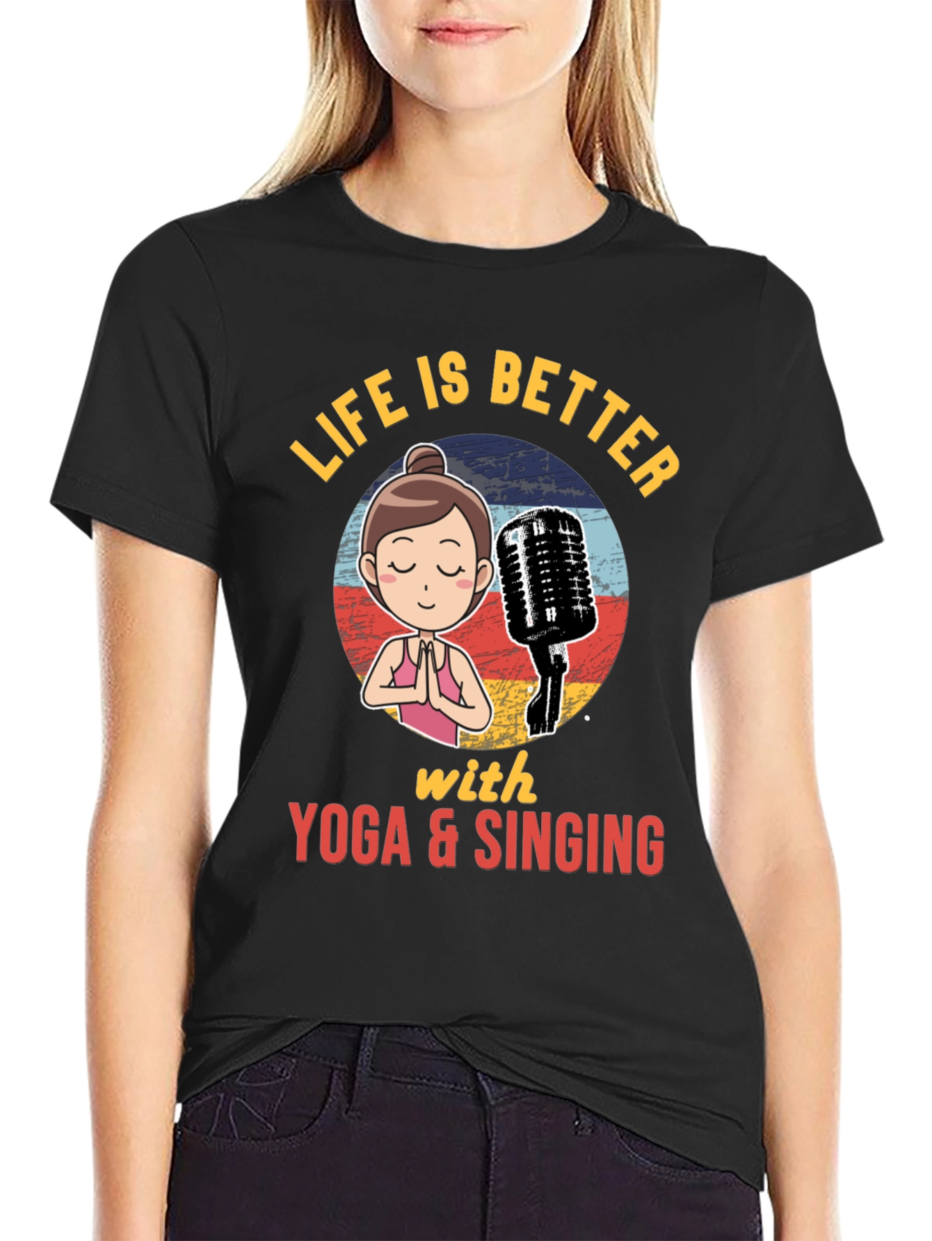 Yoga & Singing Graphic T-Shirt - Relaxing and Fun!