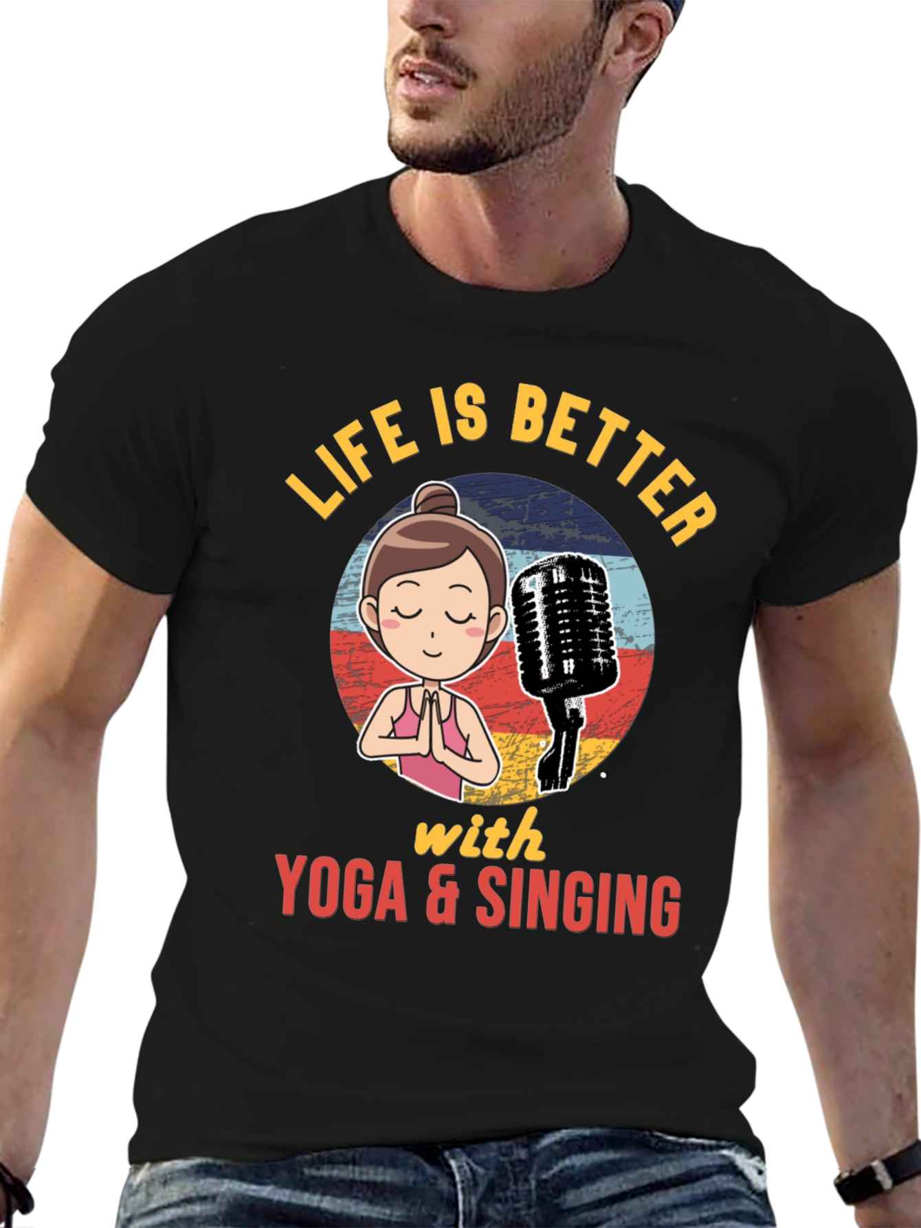 Yoga & Singing Graphic T-Shirt - Relaxing and Fun!
