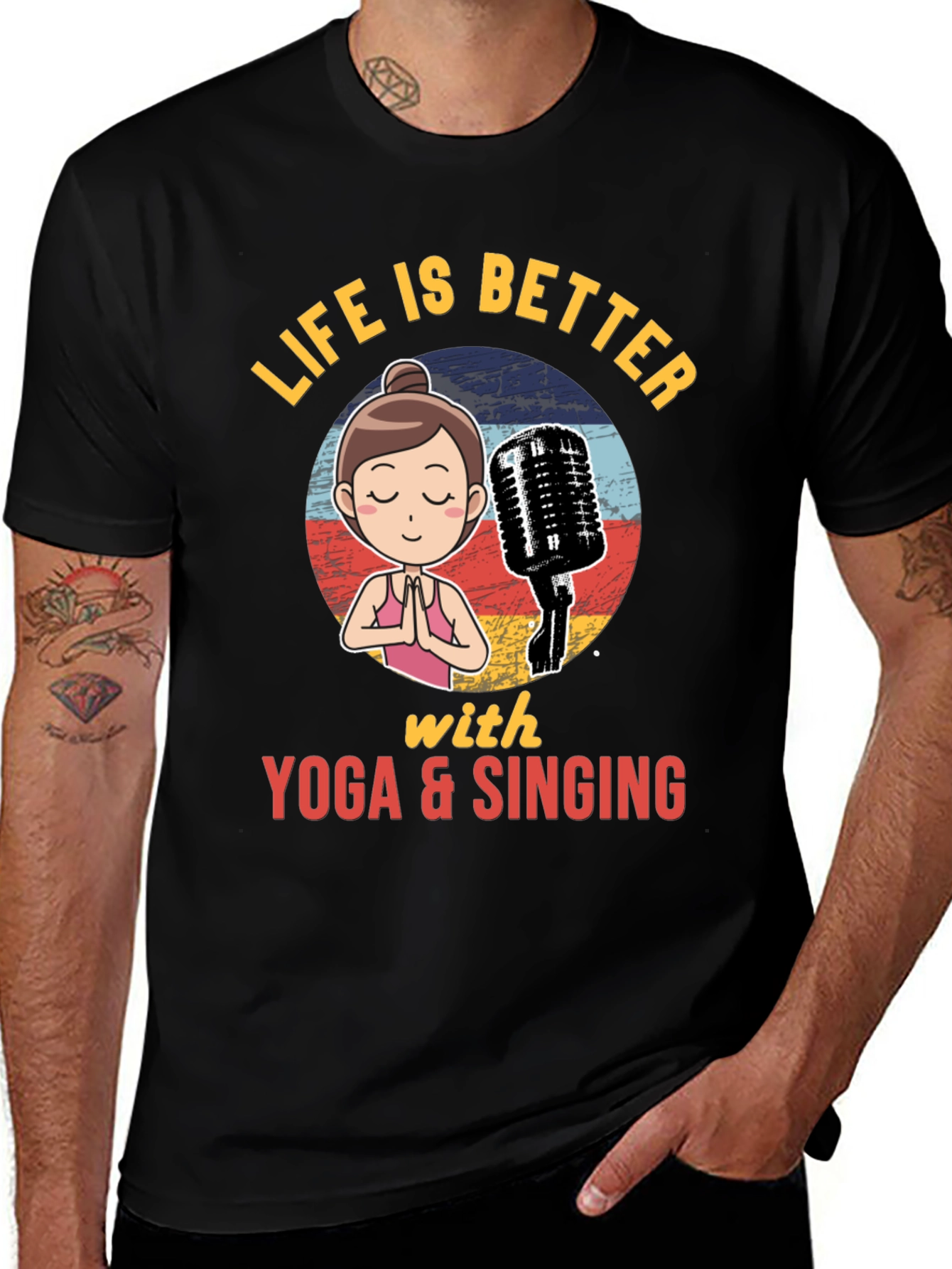 Yoga & Singing Graphic T-Shirt - Relaxing and Fun!