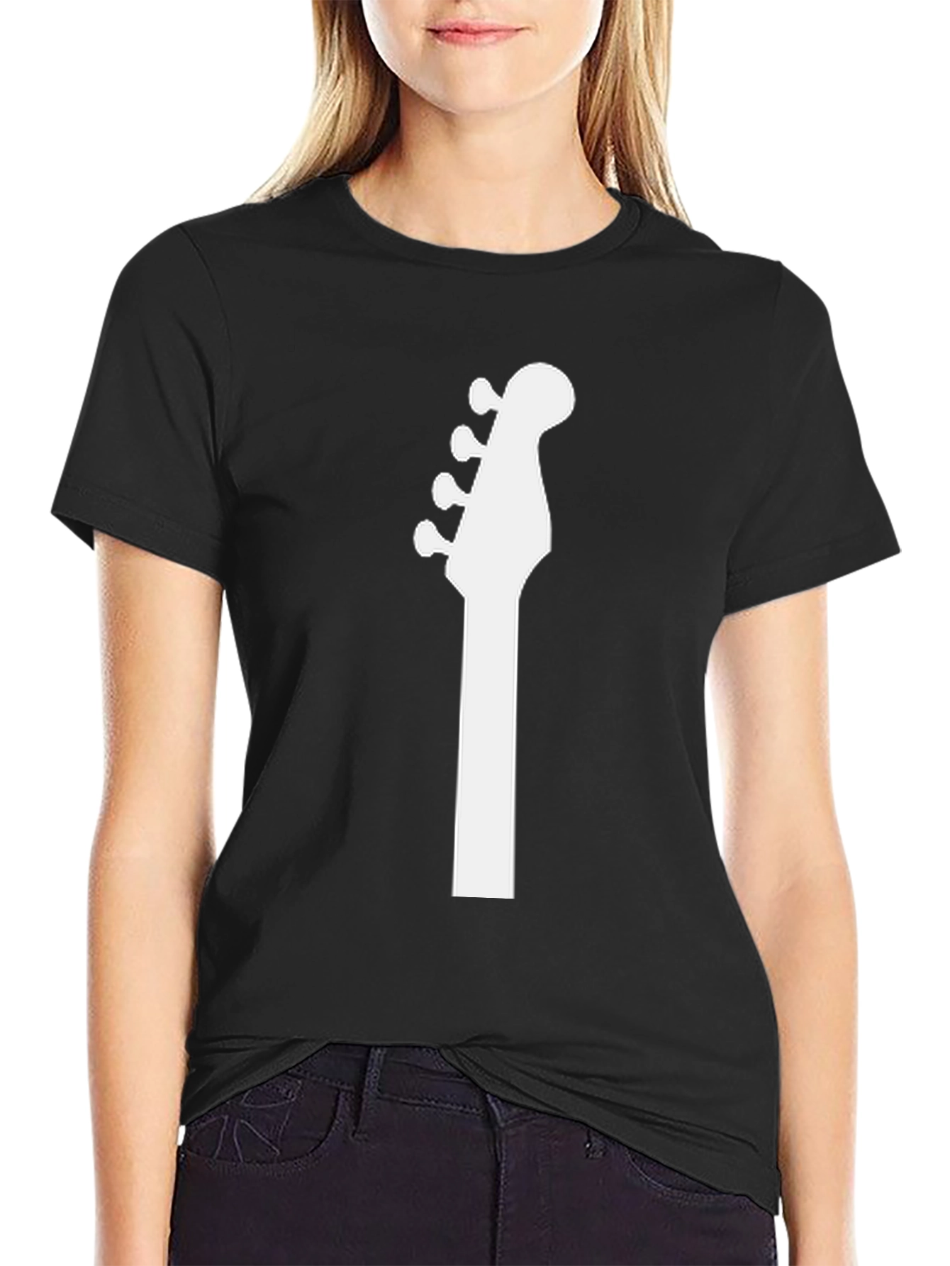 Bass Guitar Headstock Graphic Tee - Black