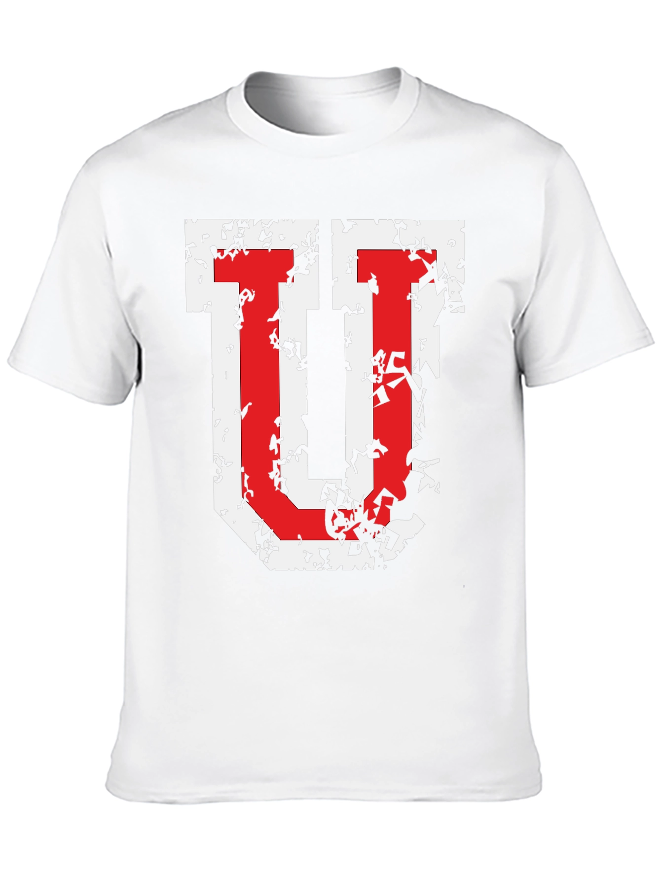 Distressed Red U Graphic Black T-Shirt