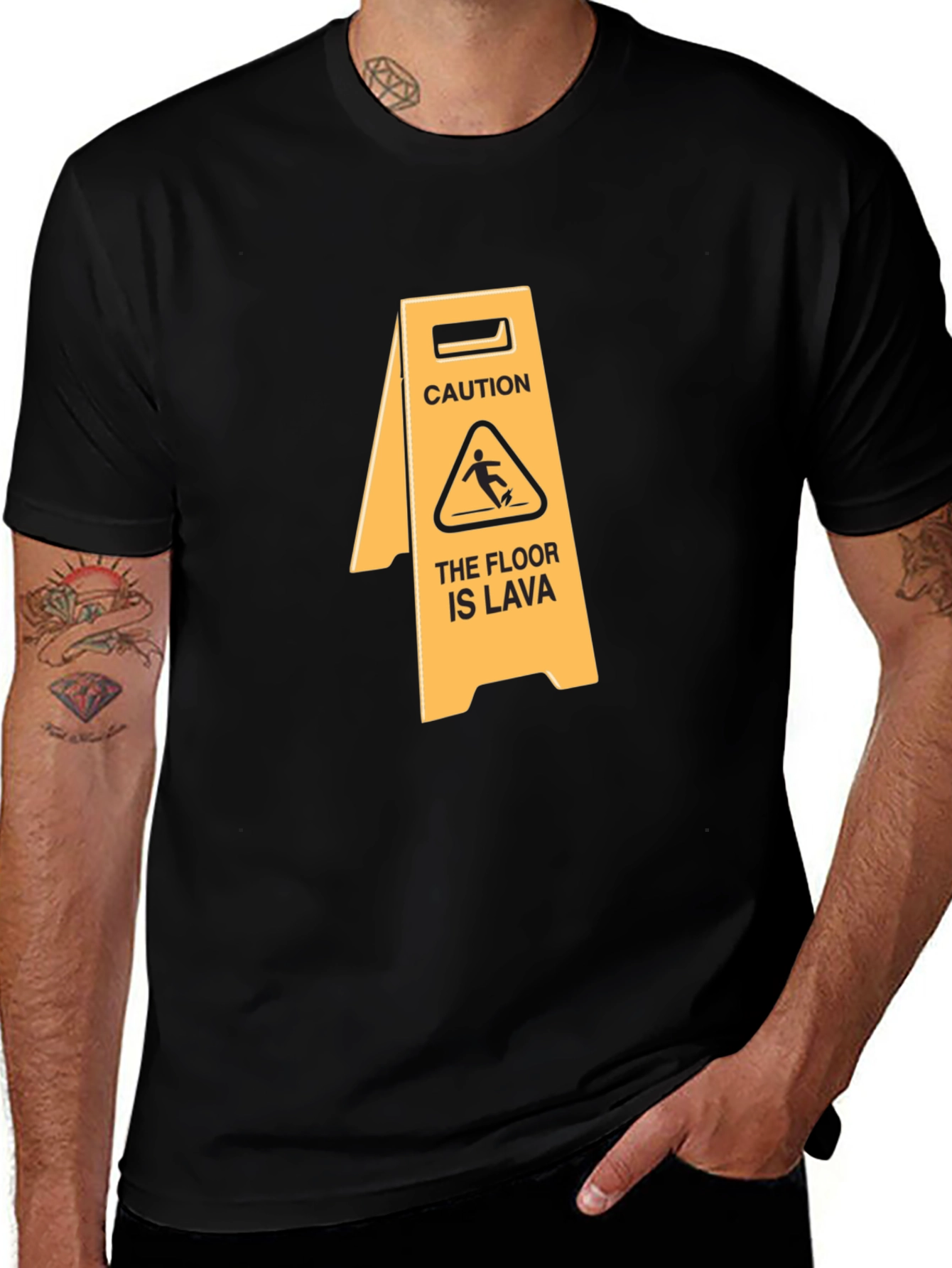 Caution The Floor Is Lava Funny Graphic T-Shirt