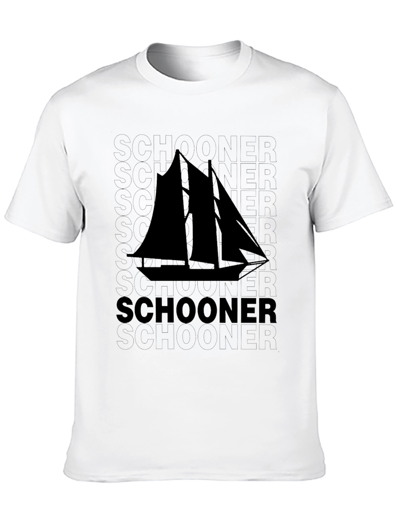 Schooner Sailboat Graphic Black T-Shirt