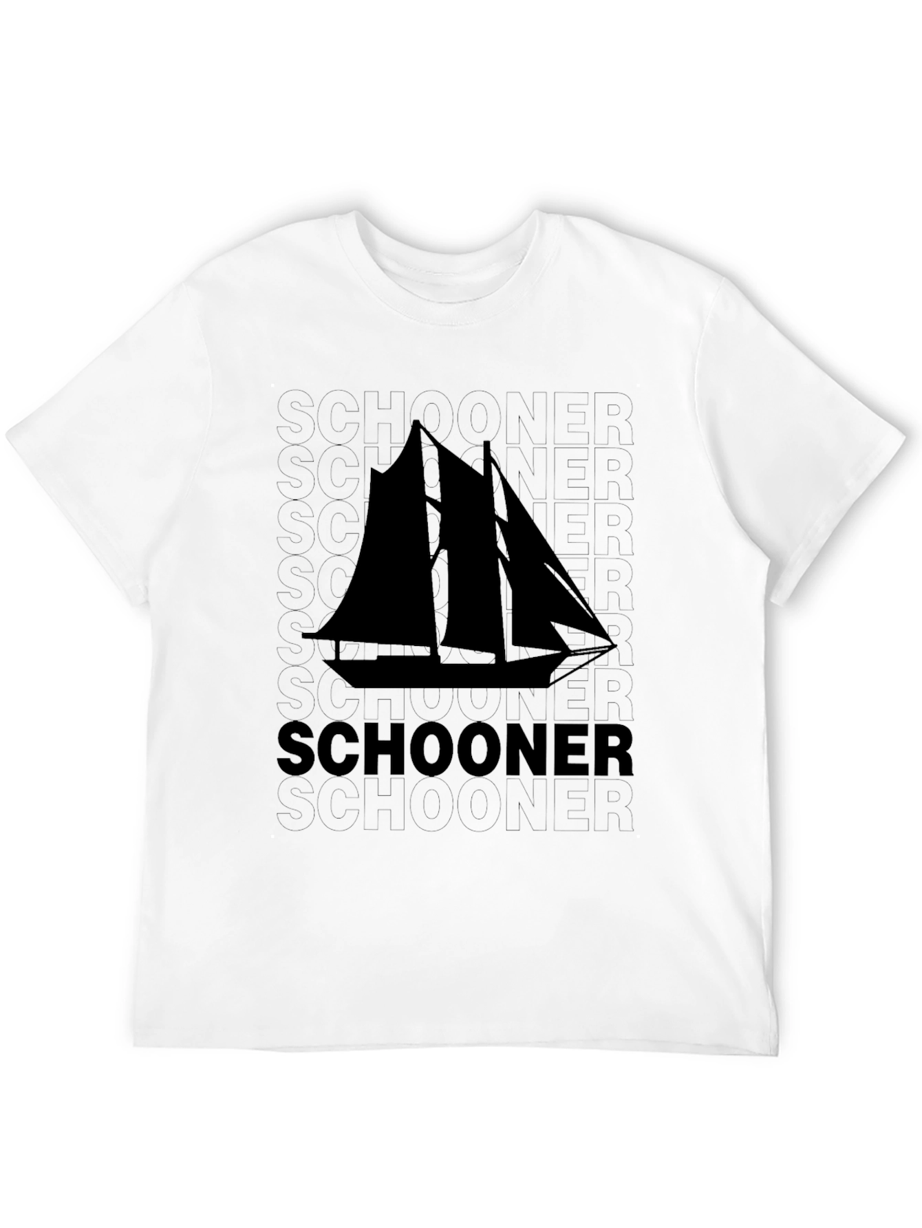 Schooner Sailboat Graphic Black T-Shirt