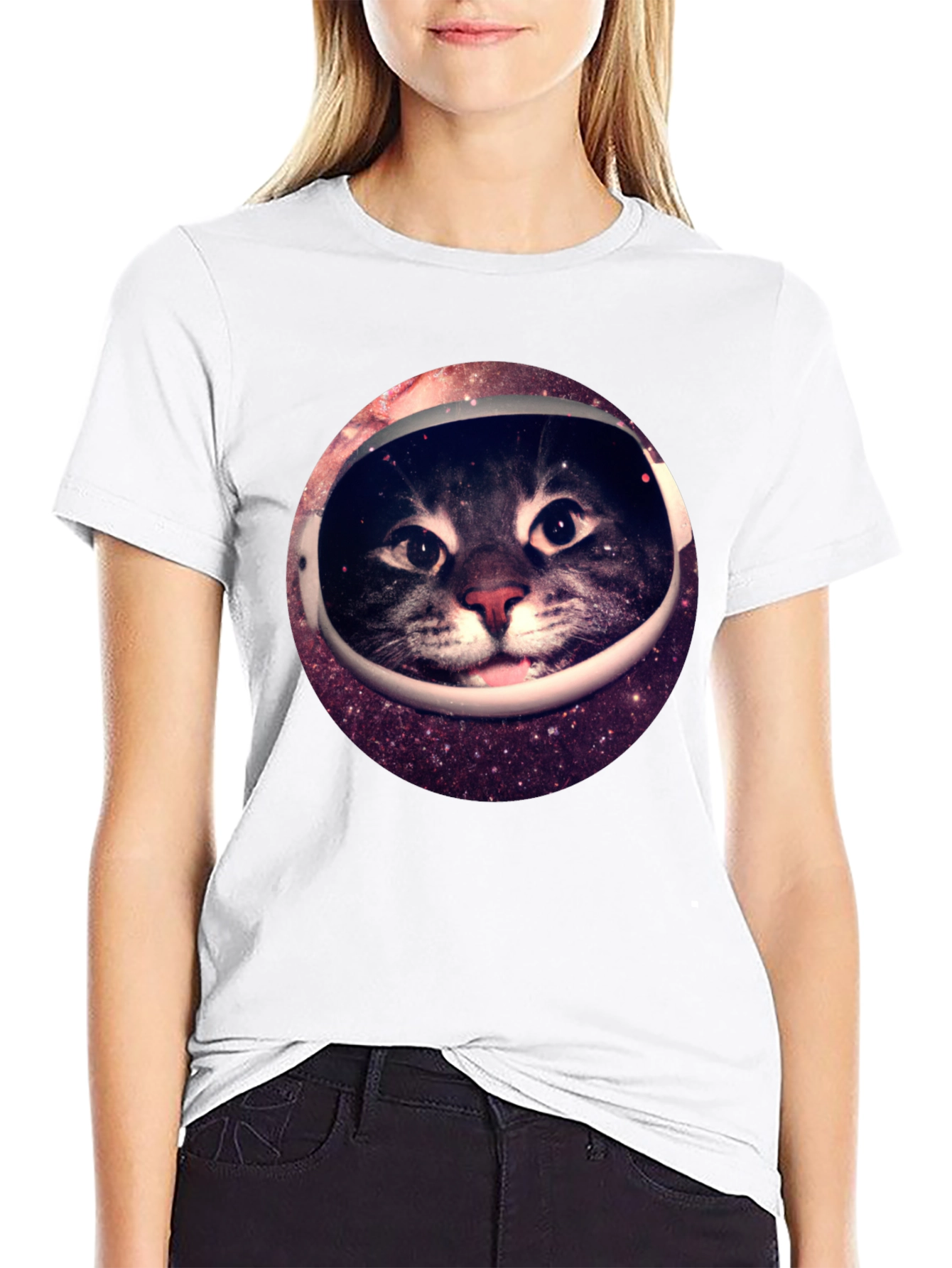Space Cat Black T-Shirt