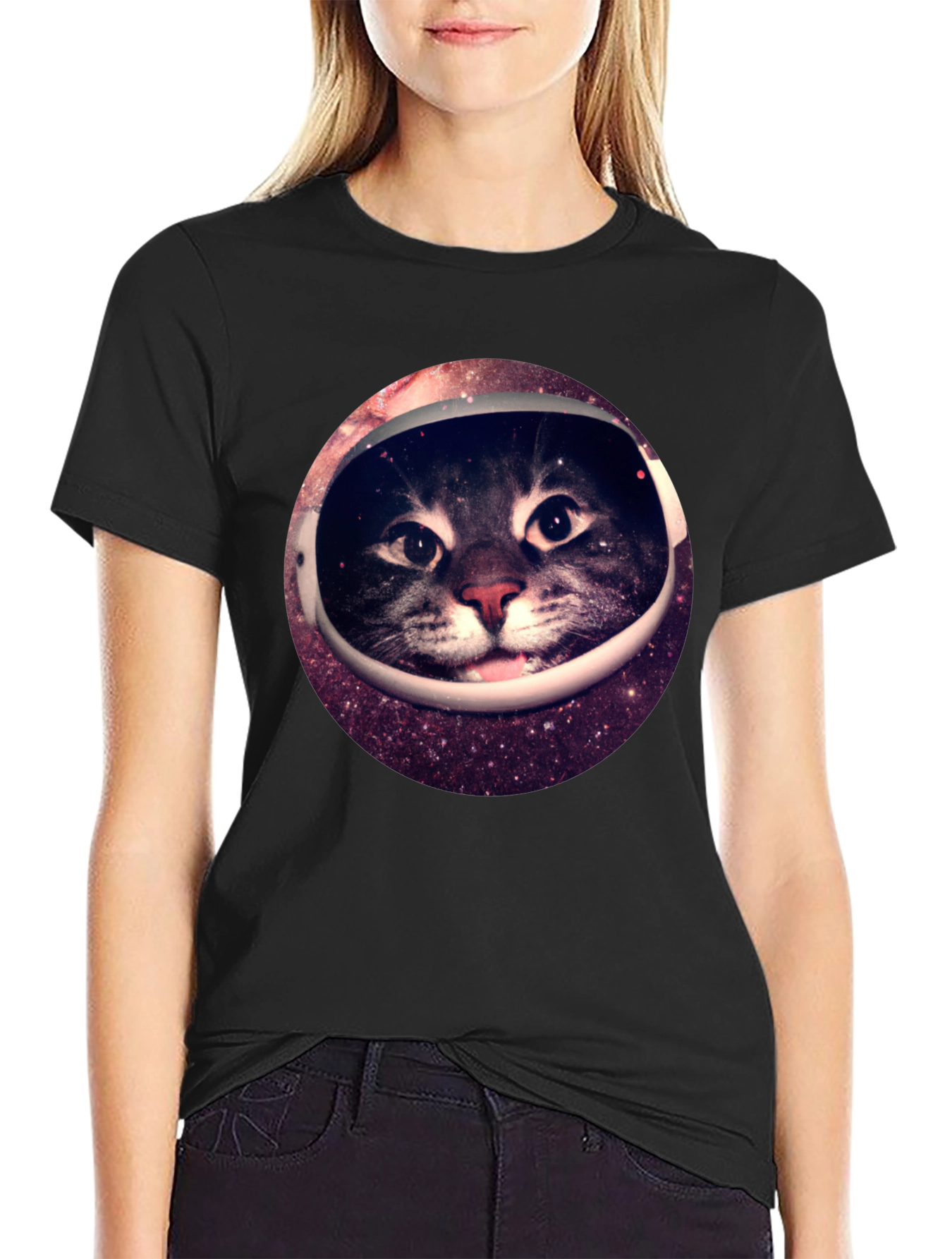 Space Cat Black T-Shirt