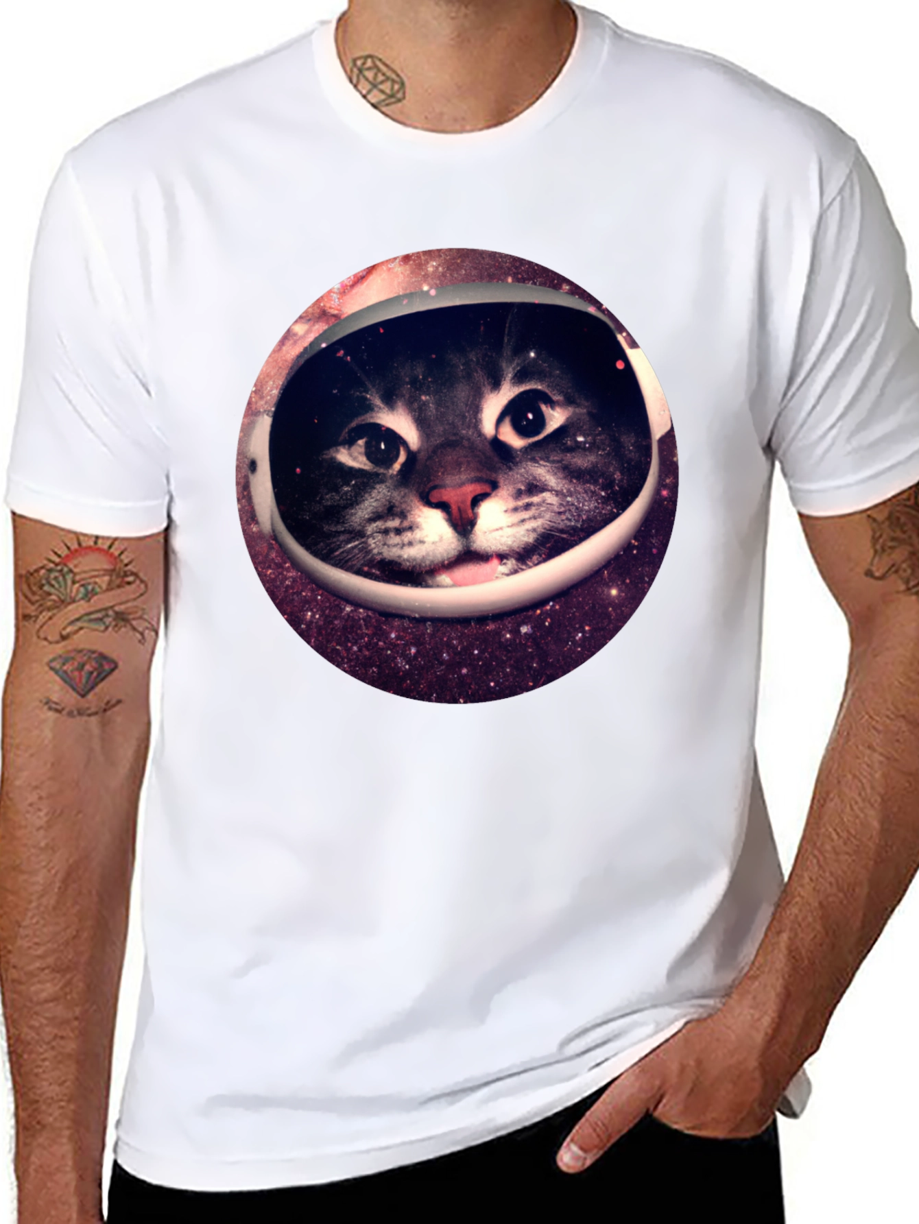 Space Cat Black T-Shirt