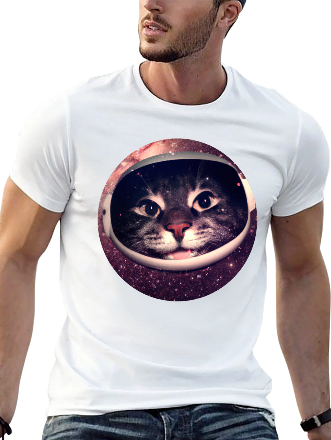 Space Cat Black T-Shirt