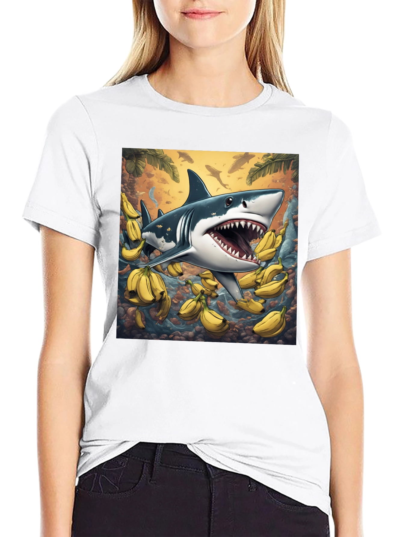 Banana Shark Graphic Tee - Mens Black T-Shirt