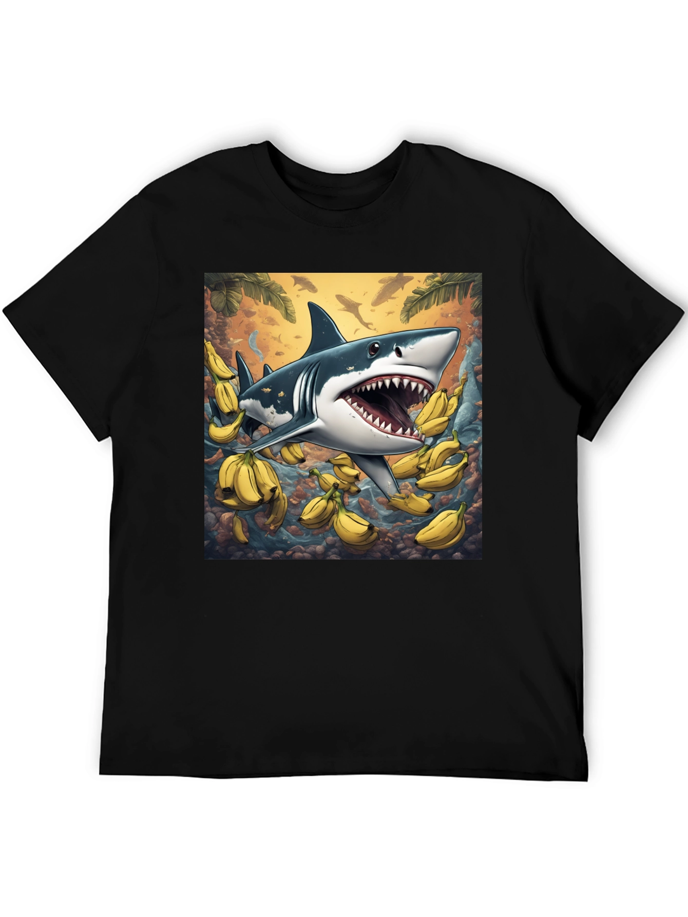 Banana Shark Graphic Tee - Mens Black T-Shirt