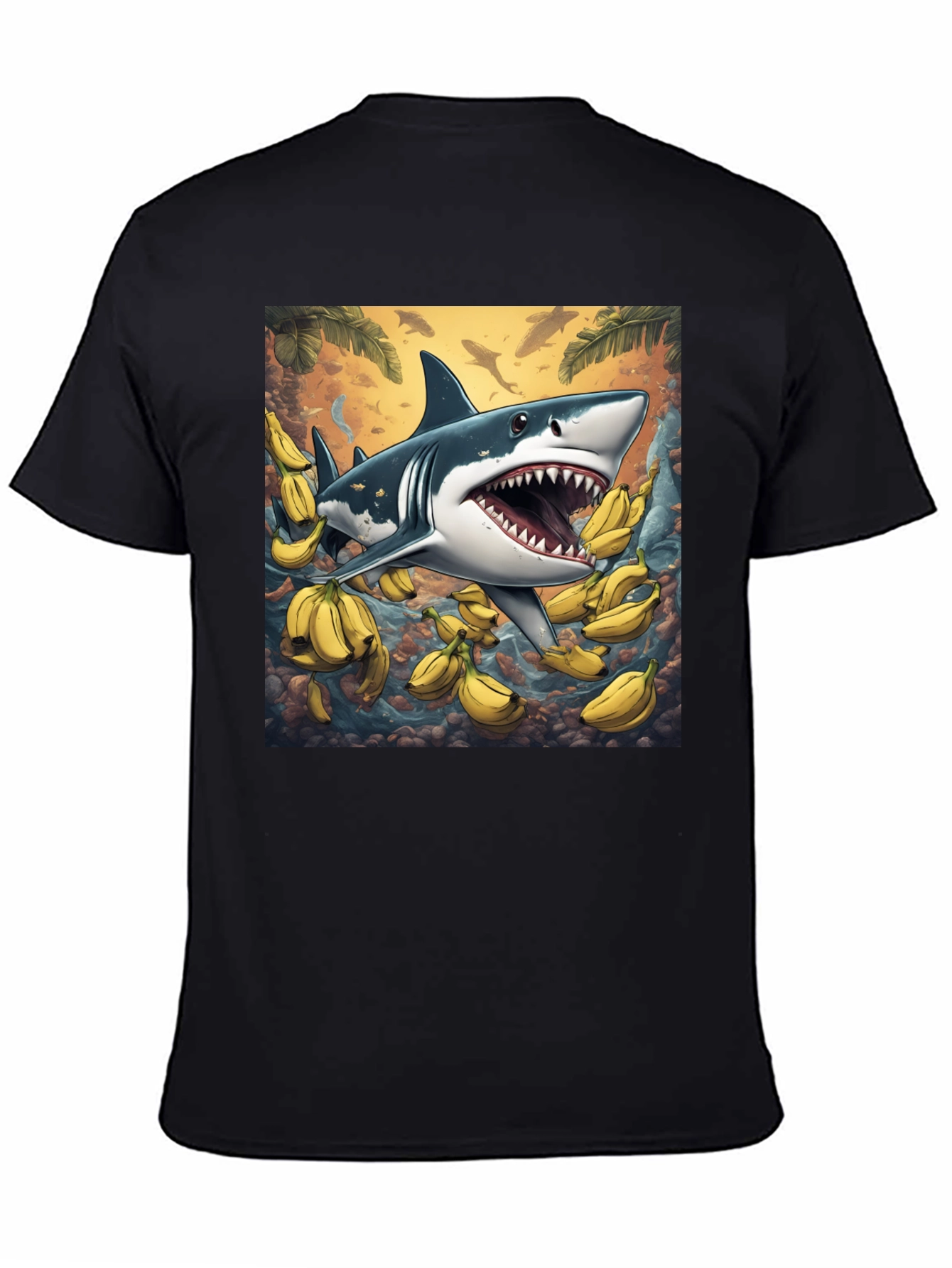 Banana Shark Graphic Tee - Mens Black T-Shirt