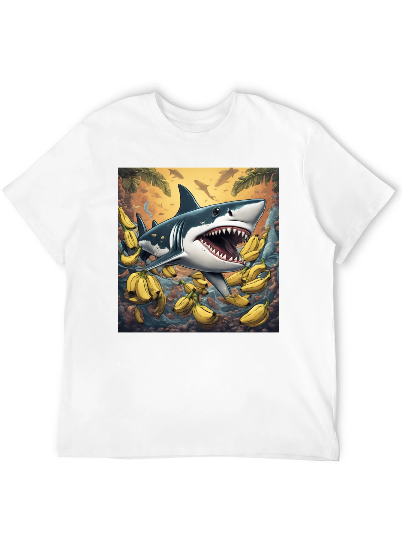 Banana Shark Graphic Tee - Mens Black T-Shirt