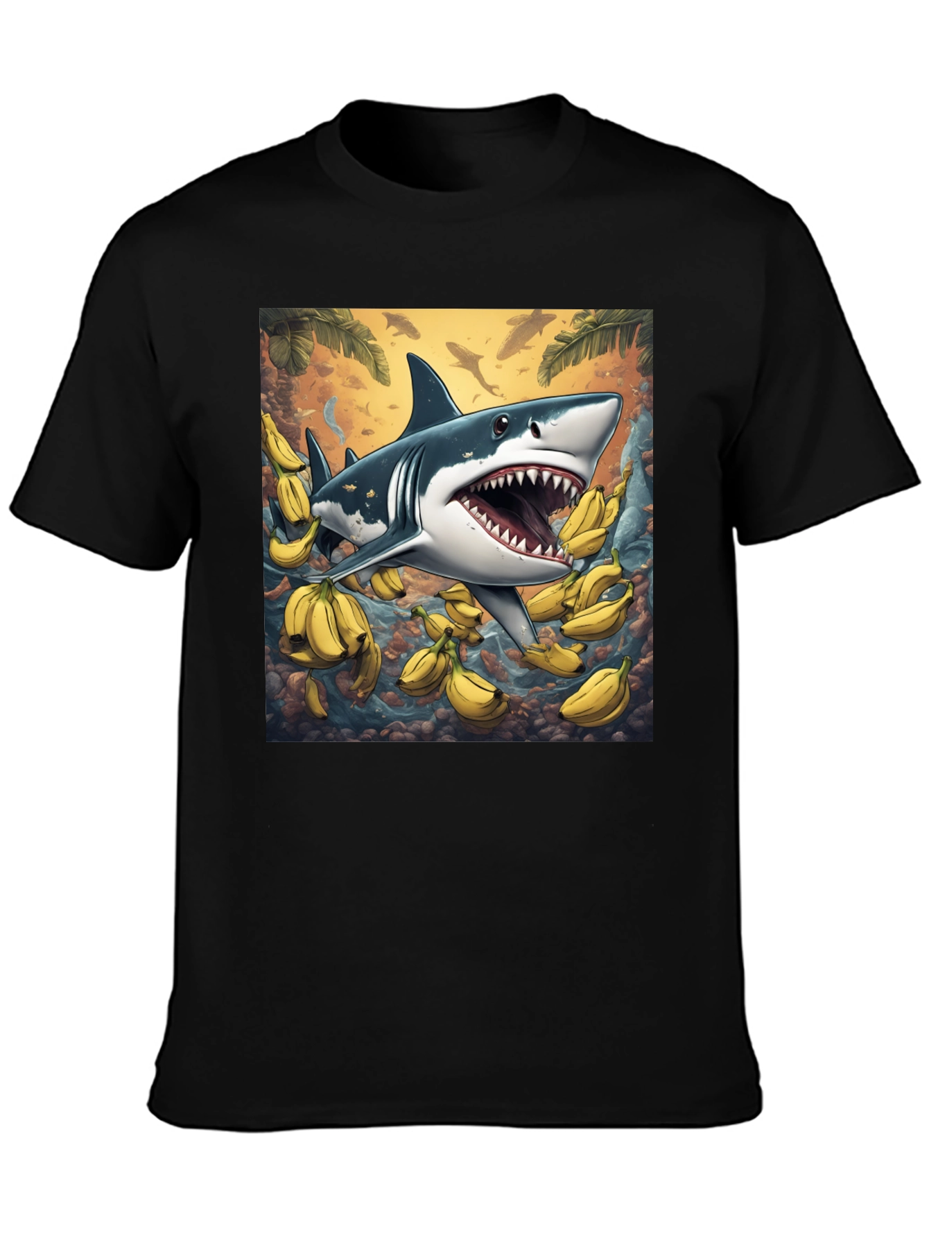 Banana Shark Graphic Tee - Mens Black T-Shirt