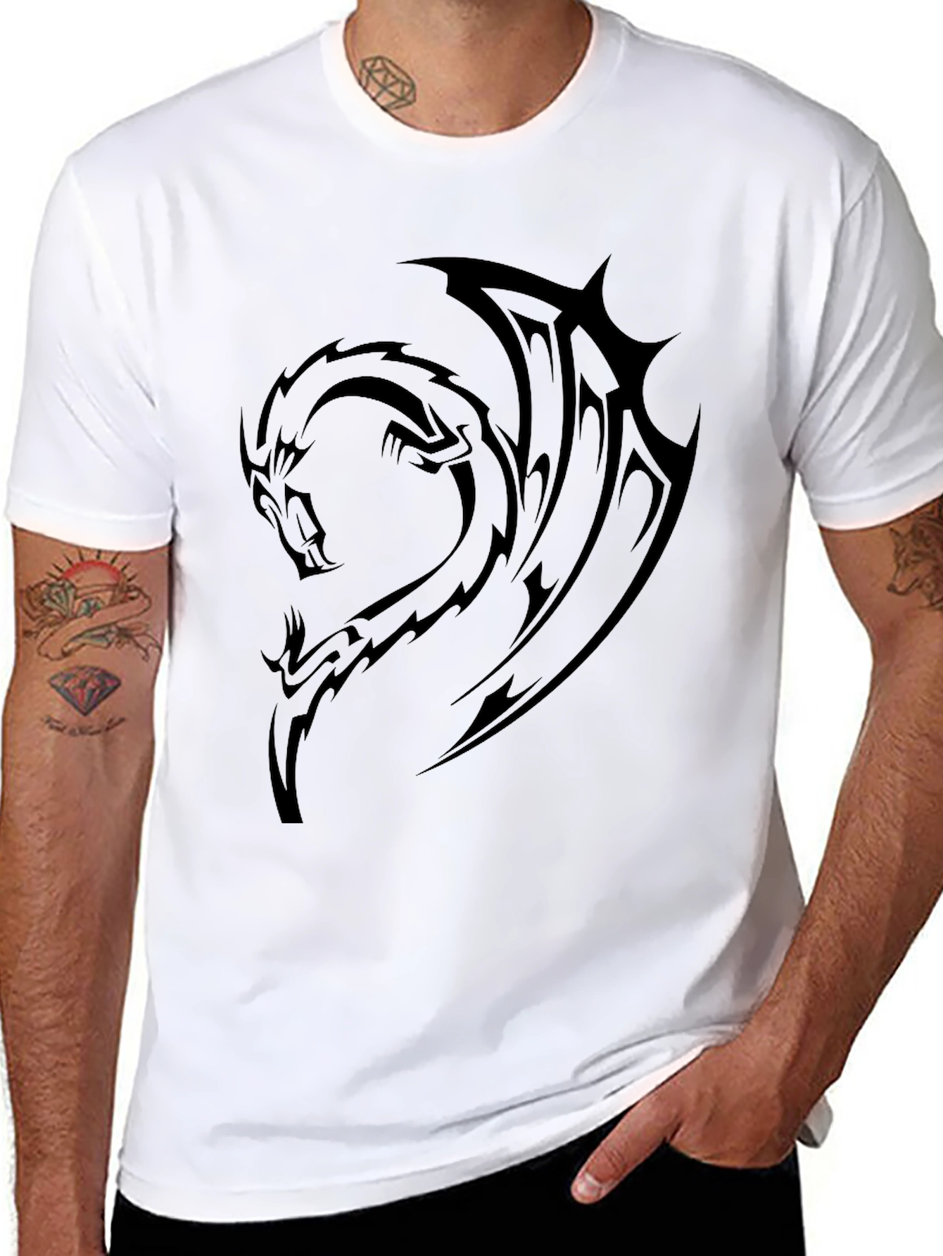 Mens Black Dragon Graphic T-Shirt
