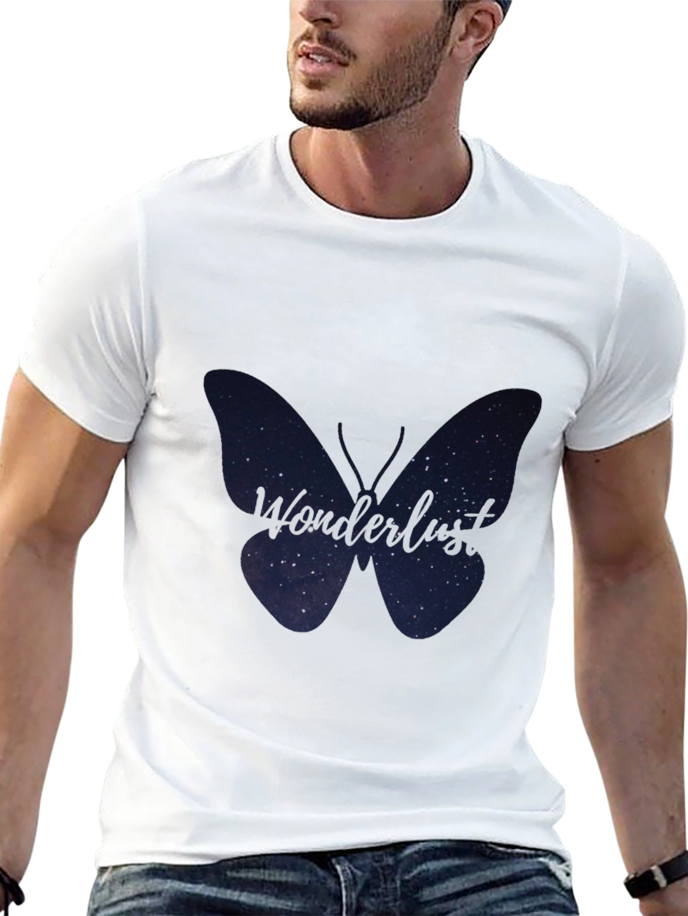 Wonderlust Butterfly Graphic Tee - Soft Black Cotton
