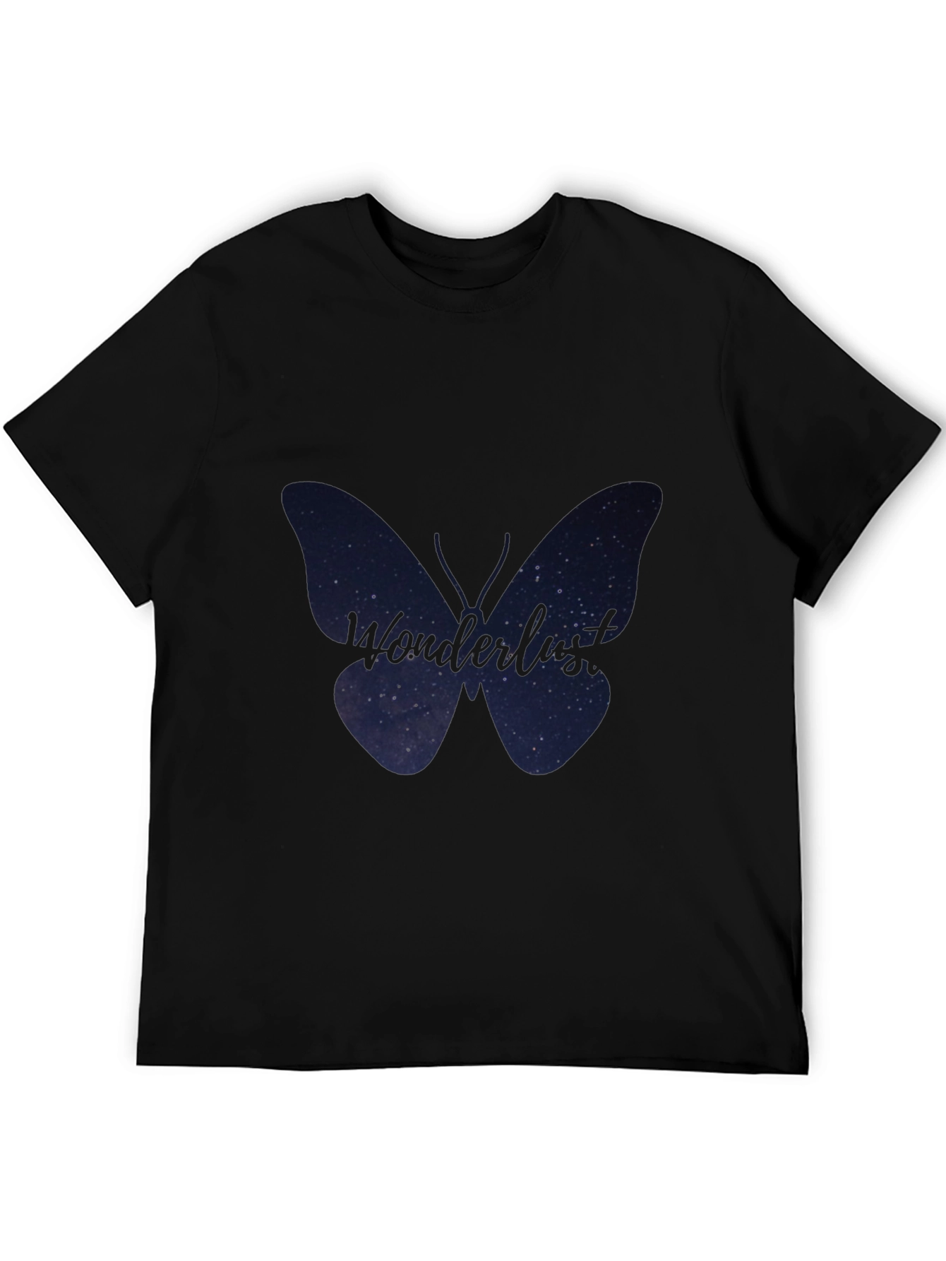 Wonderlust Butterfly Graphic Tee - Soft Black Cotton
