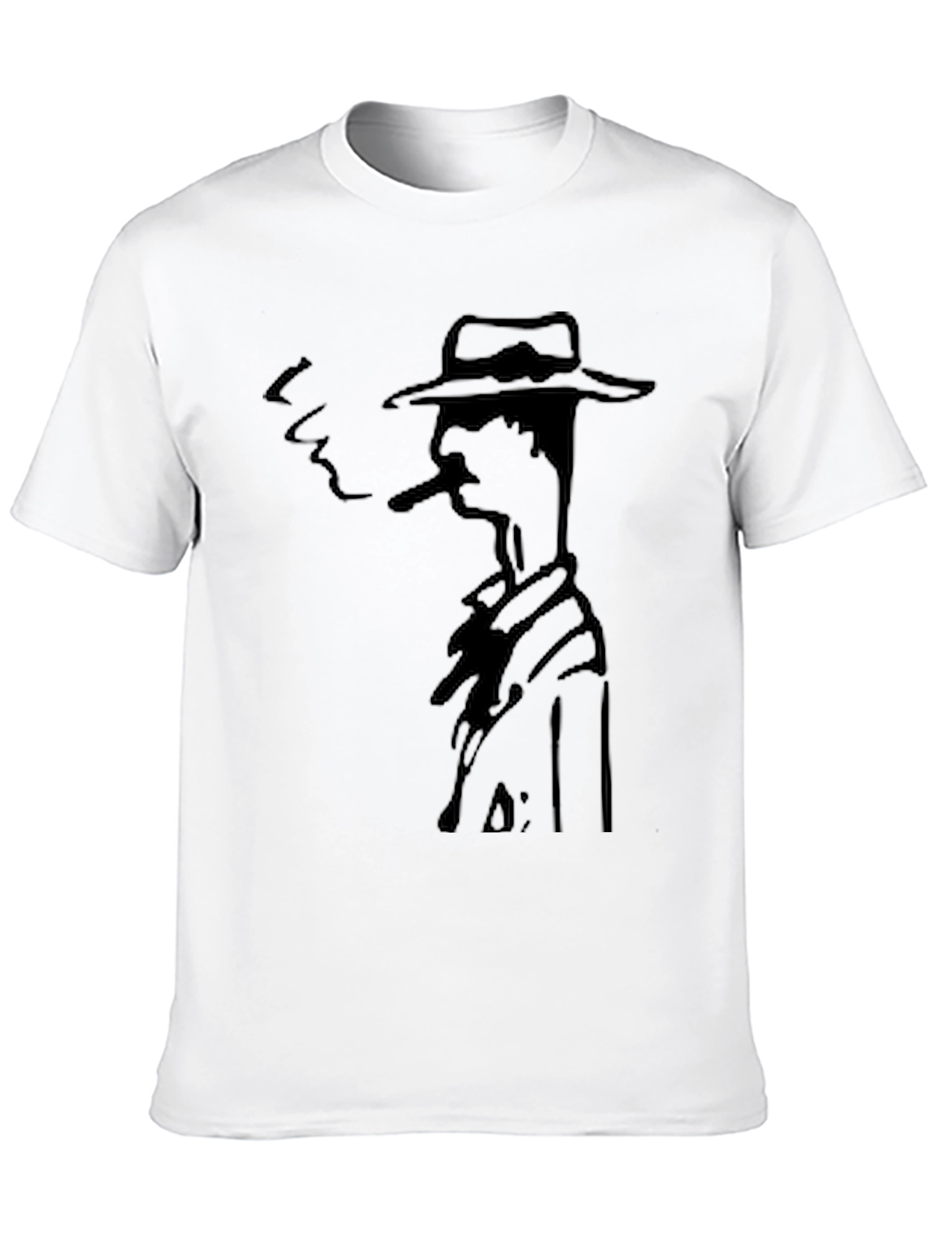 Smoking Man Graphic Tee - Black Cotton T-Shirt