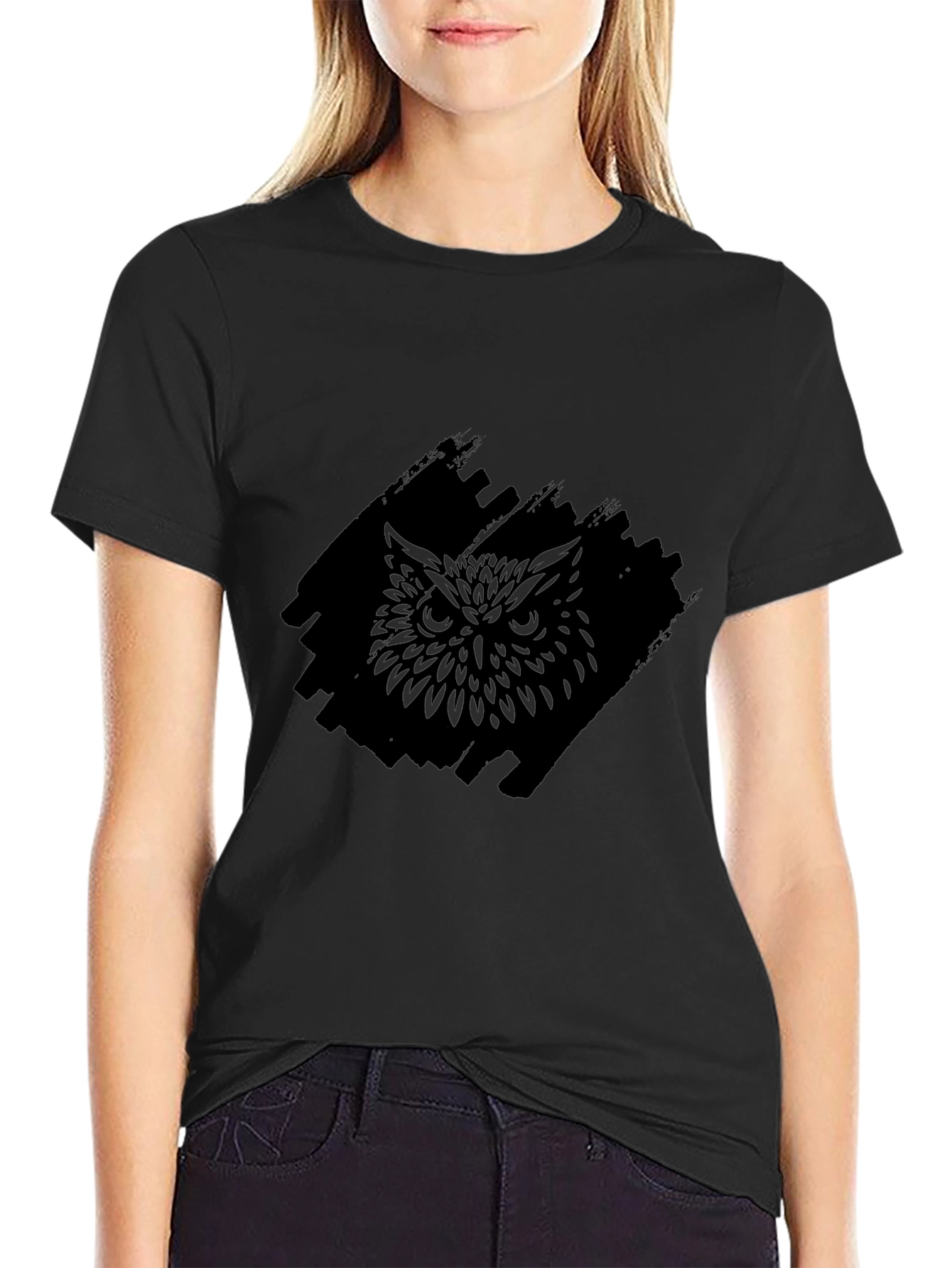 Mens Black Owl Graphic Tee - Stylish Comfort