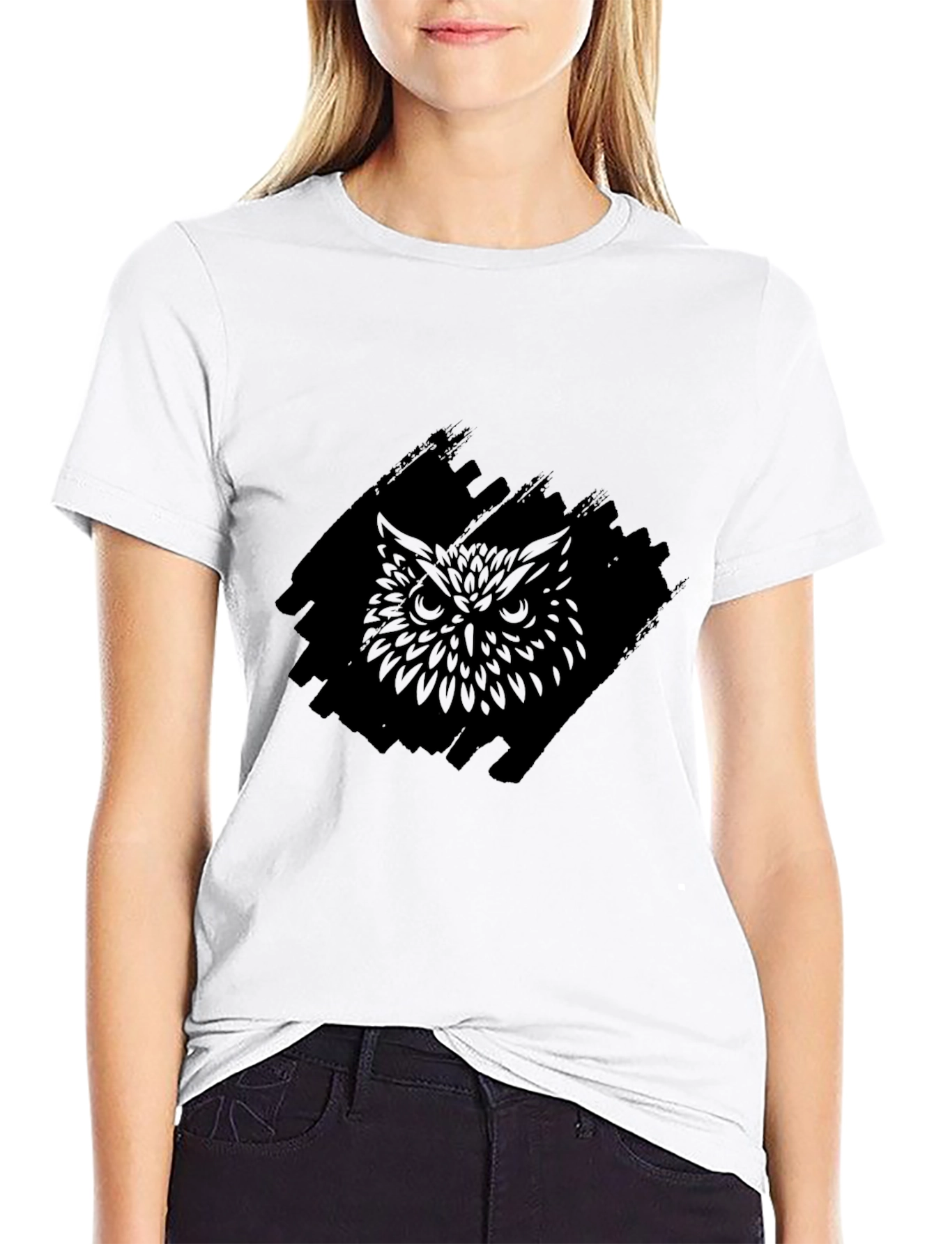Mens Black Owl Graphic Tee - Stylish Comfort
