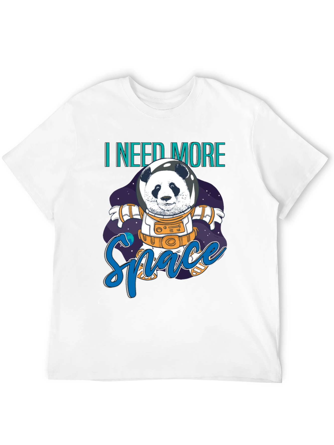 Panda Astronaut I Need More Space Black T-Shirt