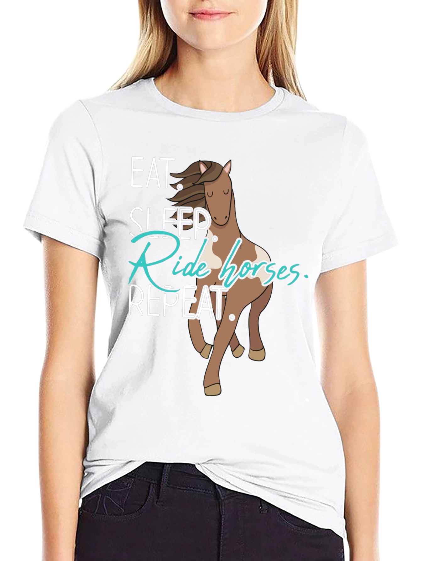 Eat Sleep Ride Horses Repeat Black T-Shirt