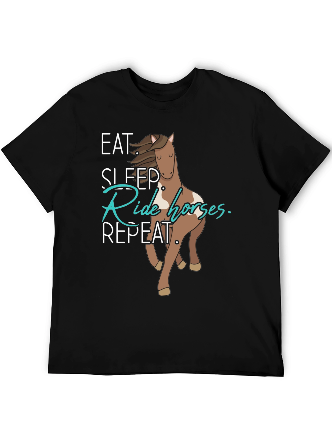 Eat Sleep Ride Horses Repeat Black T-Shirt