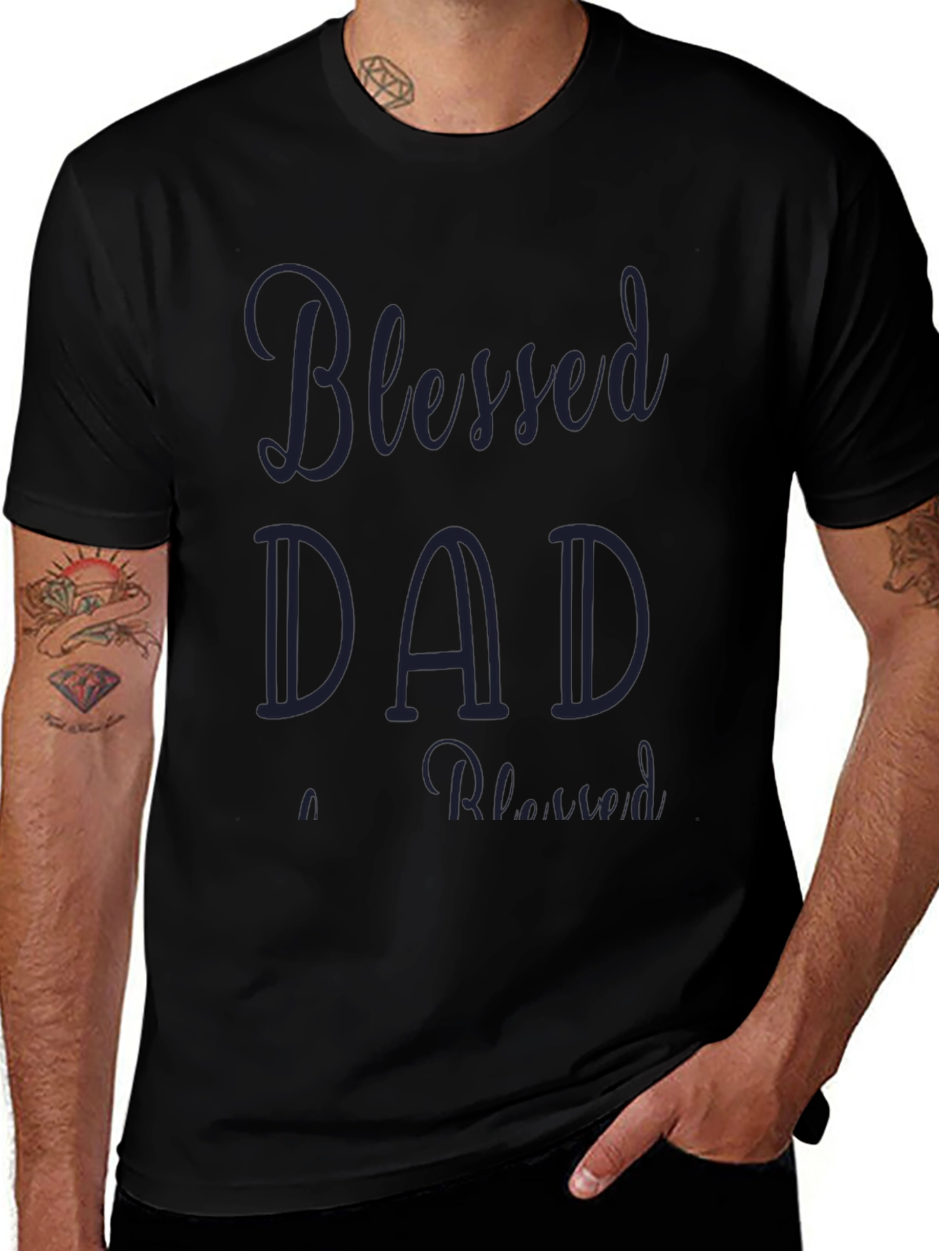 Blessed Dad Graphic Tee - Black Cotton