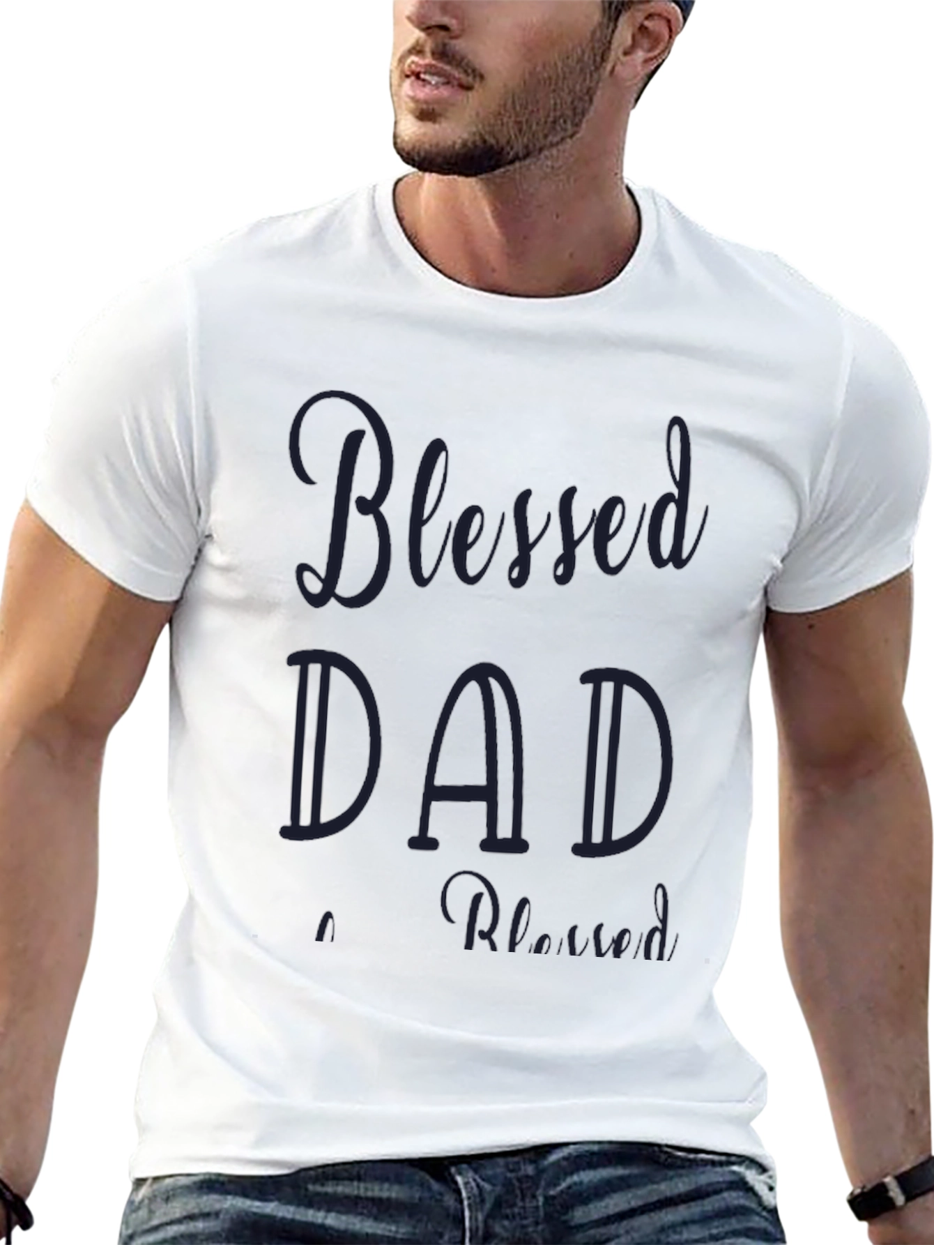 Blessed Dad Graphic Tee - Black Cotton