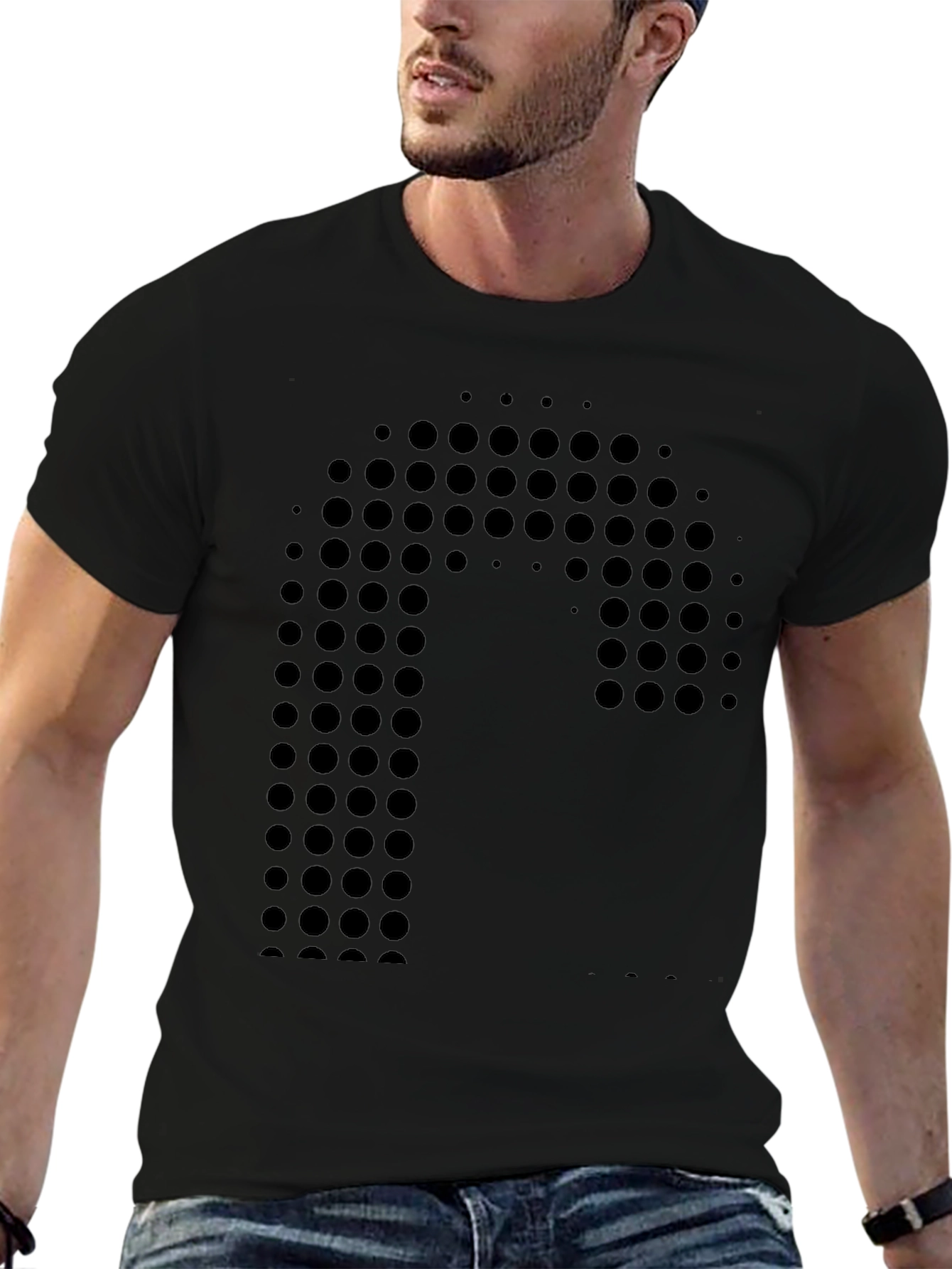 Modern Dot Design Black T-Shirt